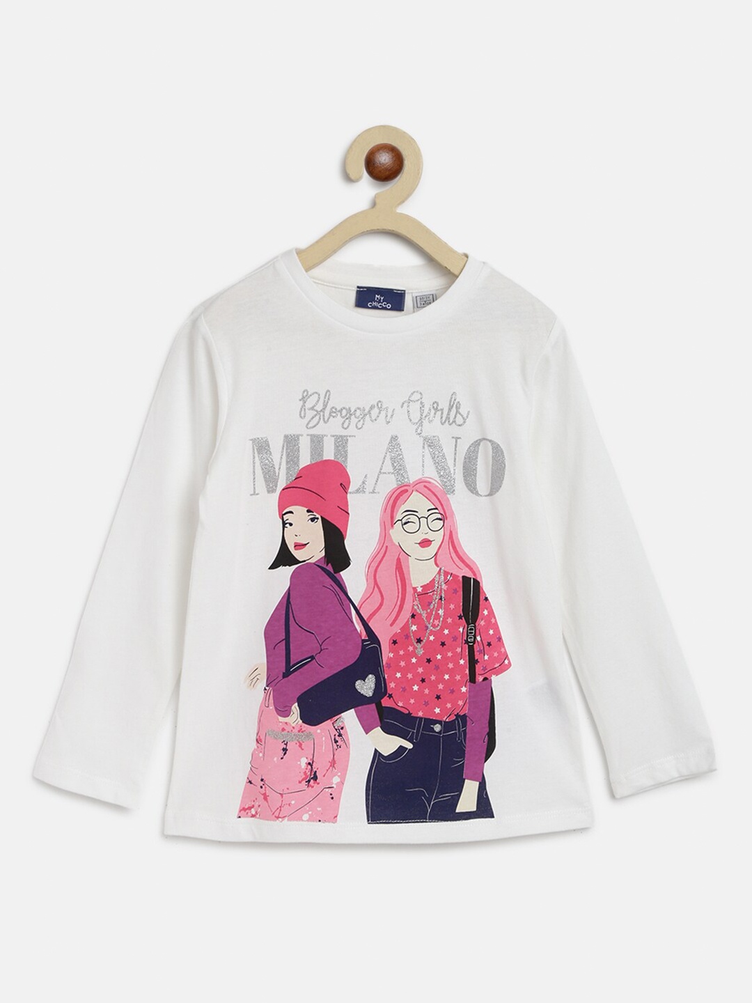 

Chicco Girls White Printed Pure Cotton T-shirt