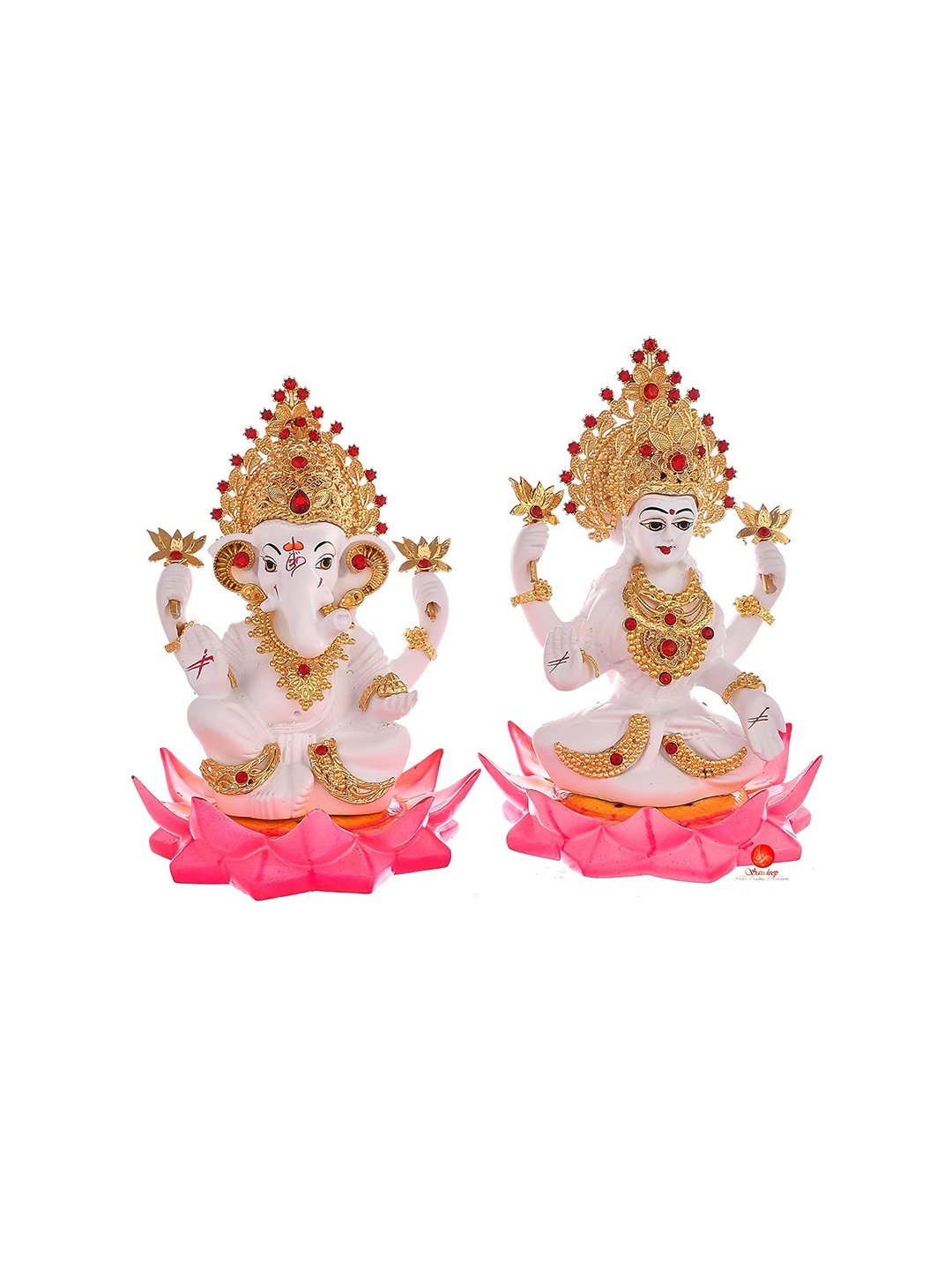 

Perpetual Gold Plated Laxmi Ganesha Idol Statue Showpieces