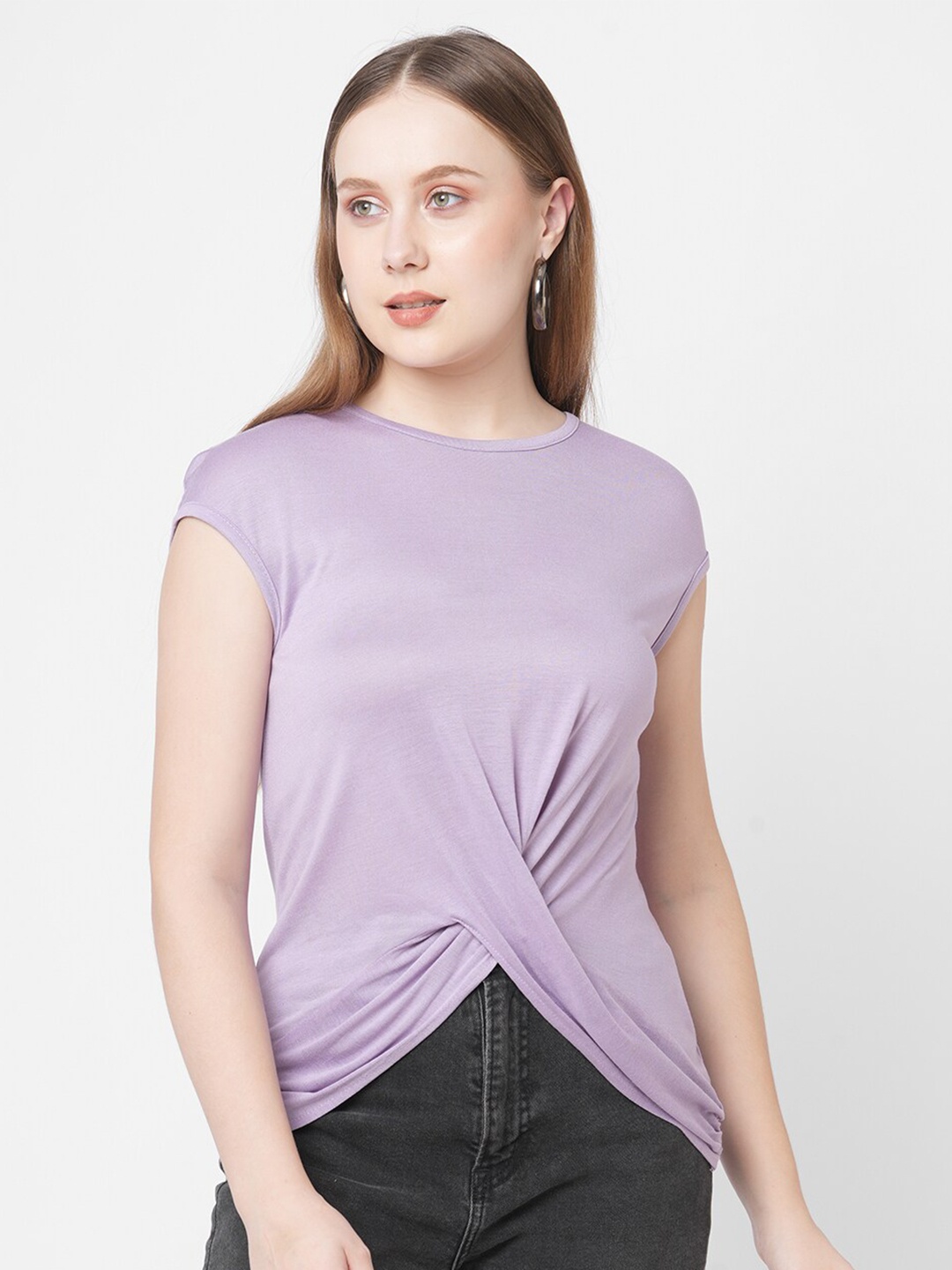 

MISH Women Lavender Extended Sleeves T-shirt