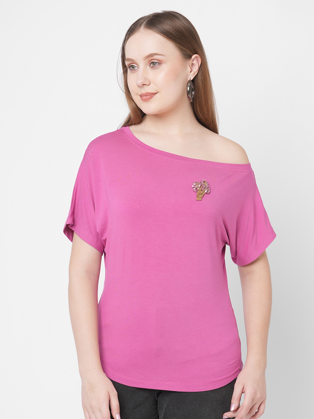 

MISH Women Pink Extended Sleeves T-shirt