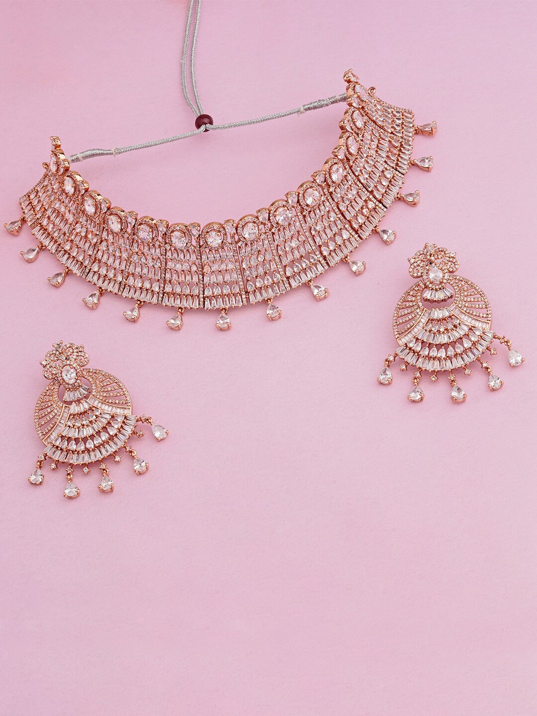 

Estele Rose Gold-Plated White CZ-Studded Jewellery Set