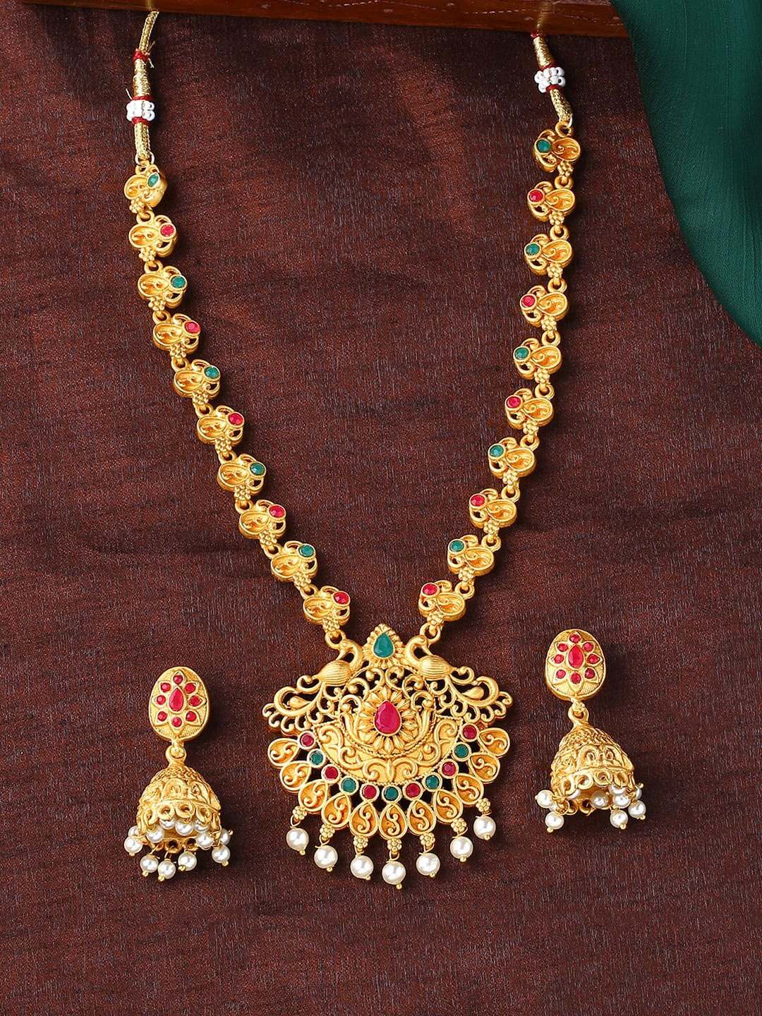 

Estele Gold Plated Ravishing Peacock Designer Necklace Set with Crystals