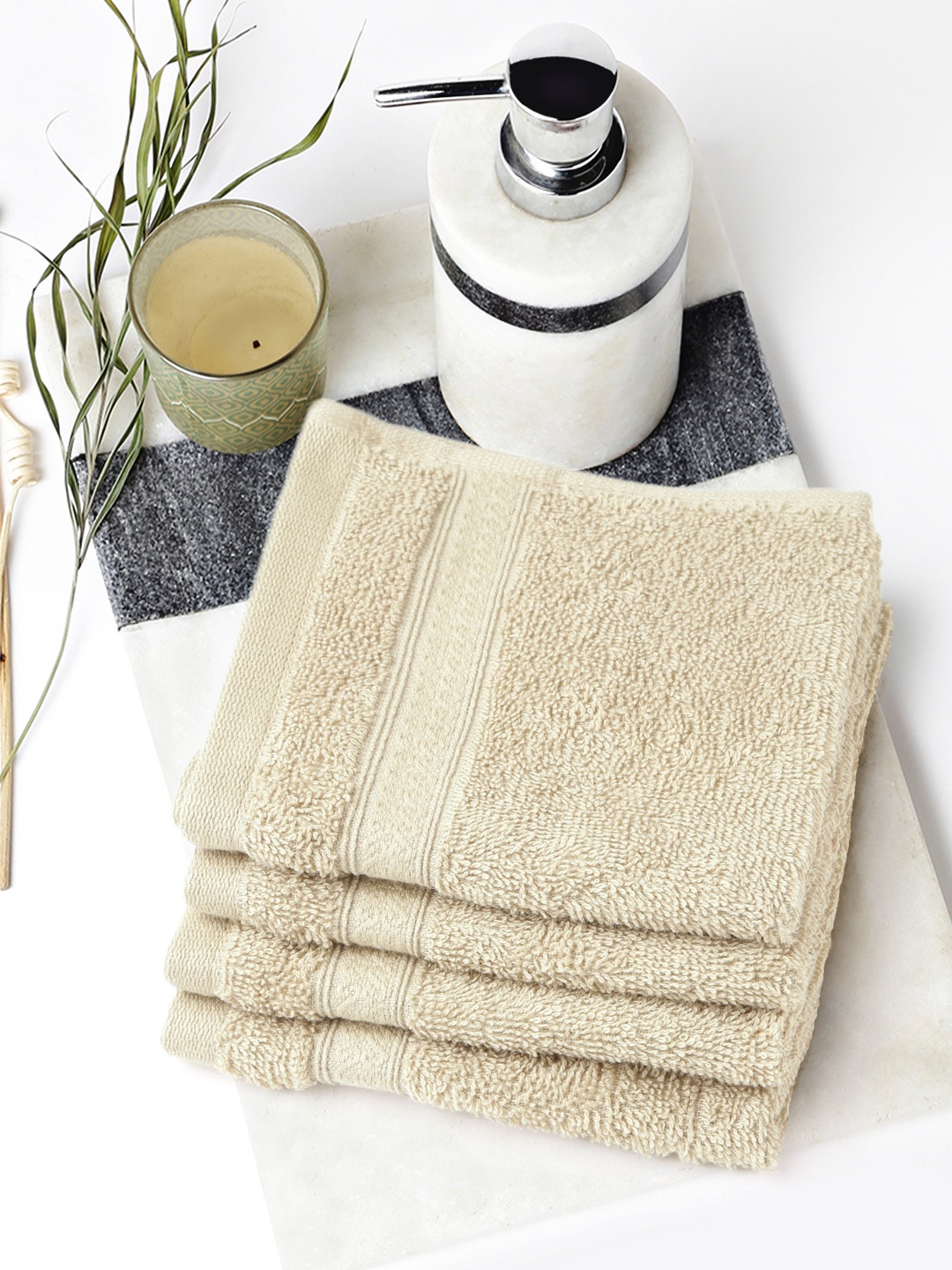

SPACES Set of 4 Beige Cotton 450 GSM Face Towels