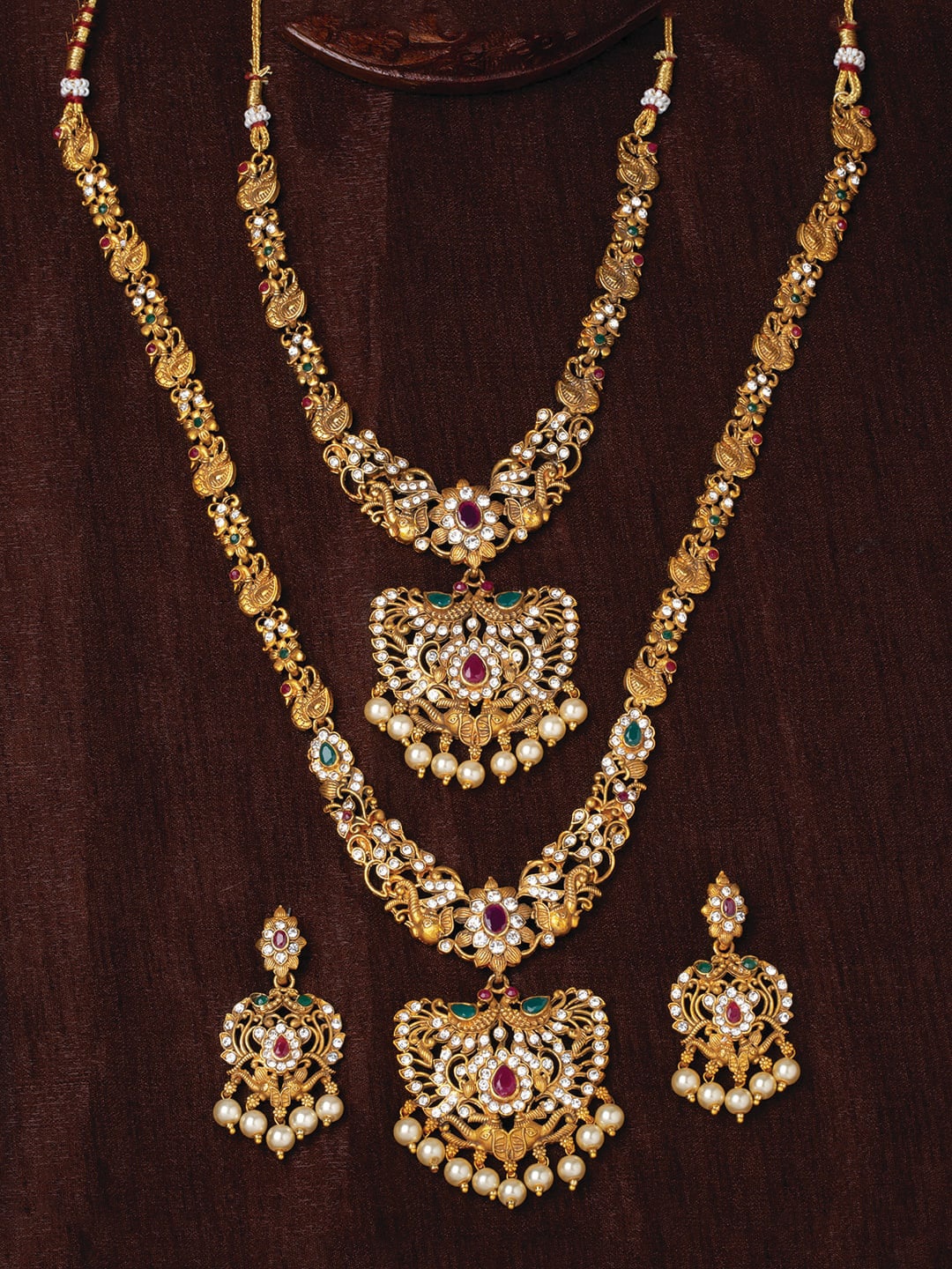 

Estele Gold-Plated Gold-Toned CZ Studded Jewellery Set