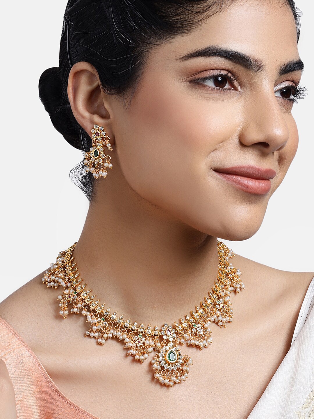 

Estele Gold-Plated White CZ-Studded Jewellery Set