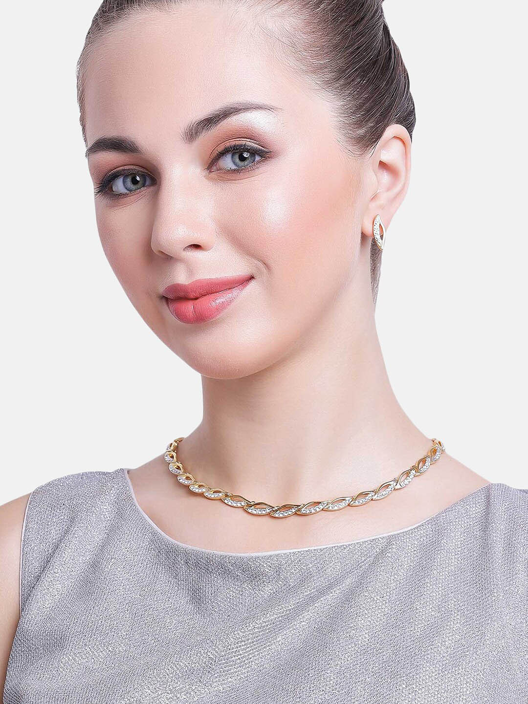 

Estele Gold Plated Petite Designer Jewellery Set with Austrian Crystals