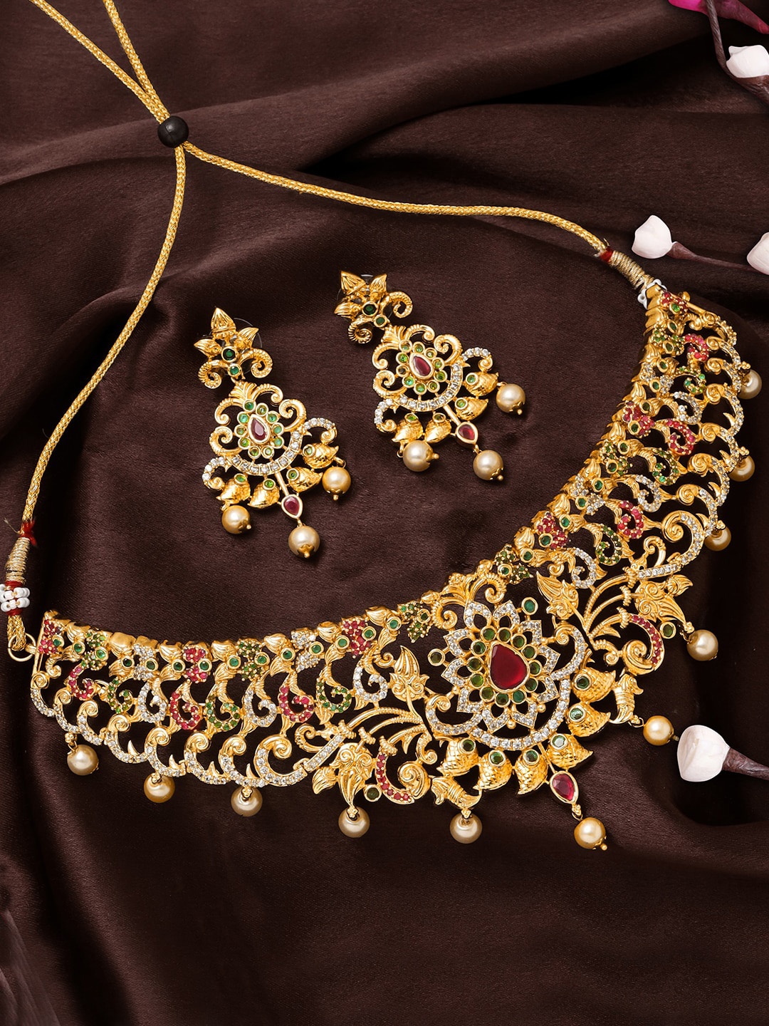 

Estele Gold-Plated CZ Studded Jewellery Set
