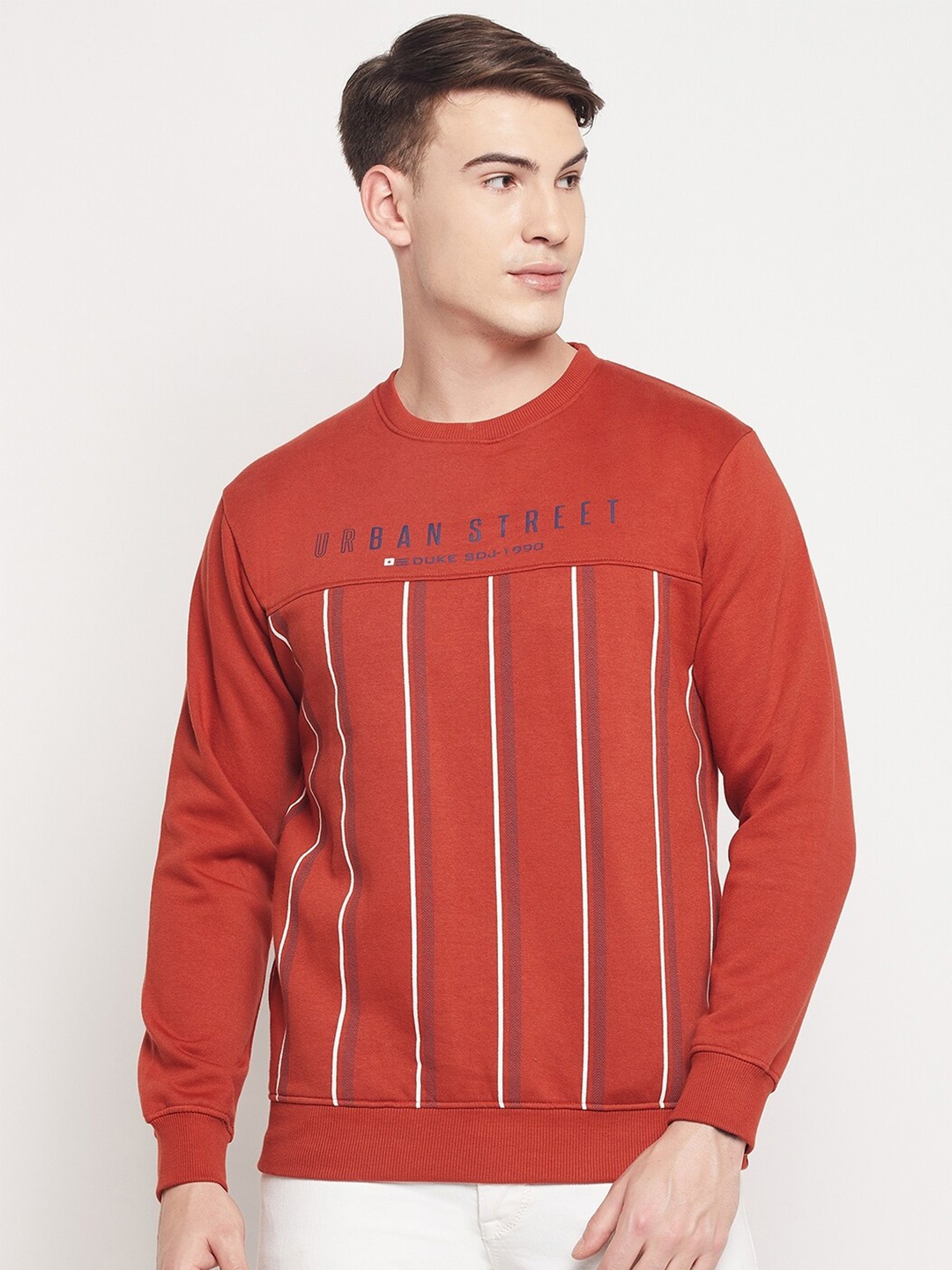 

Duke Men Red Printed Sweatshirt