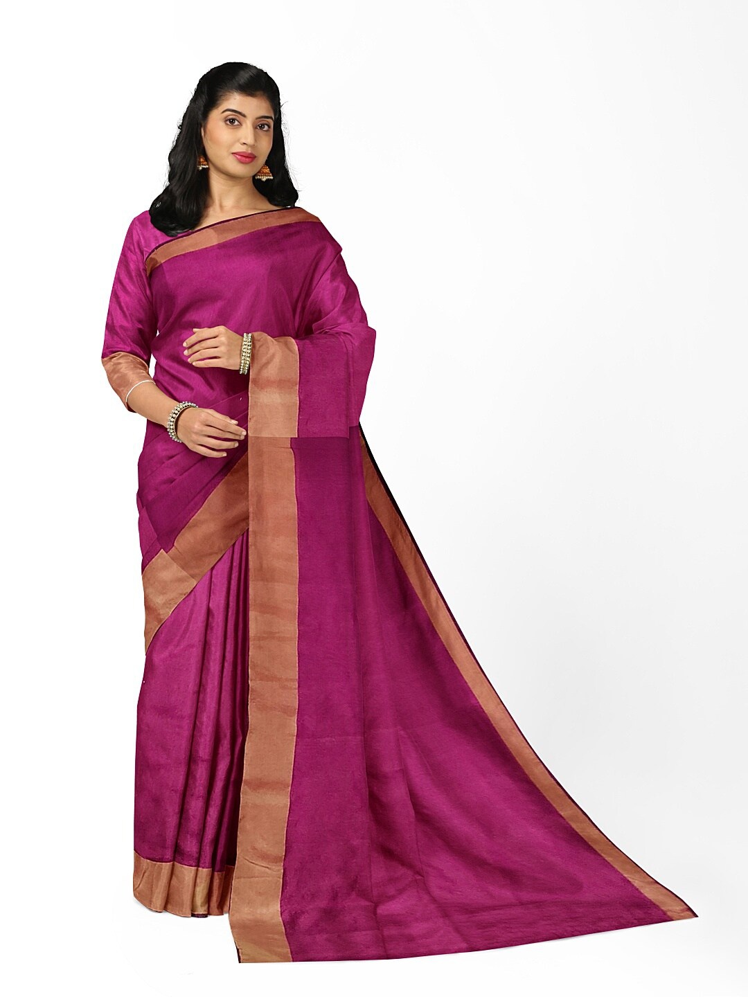 

Silk Bazar Pink & Beige Silk Cotton Ready to Wear Sungudi Saree