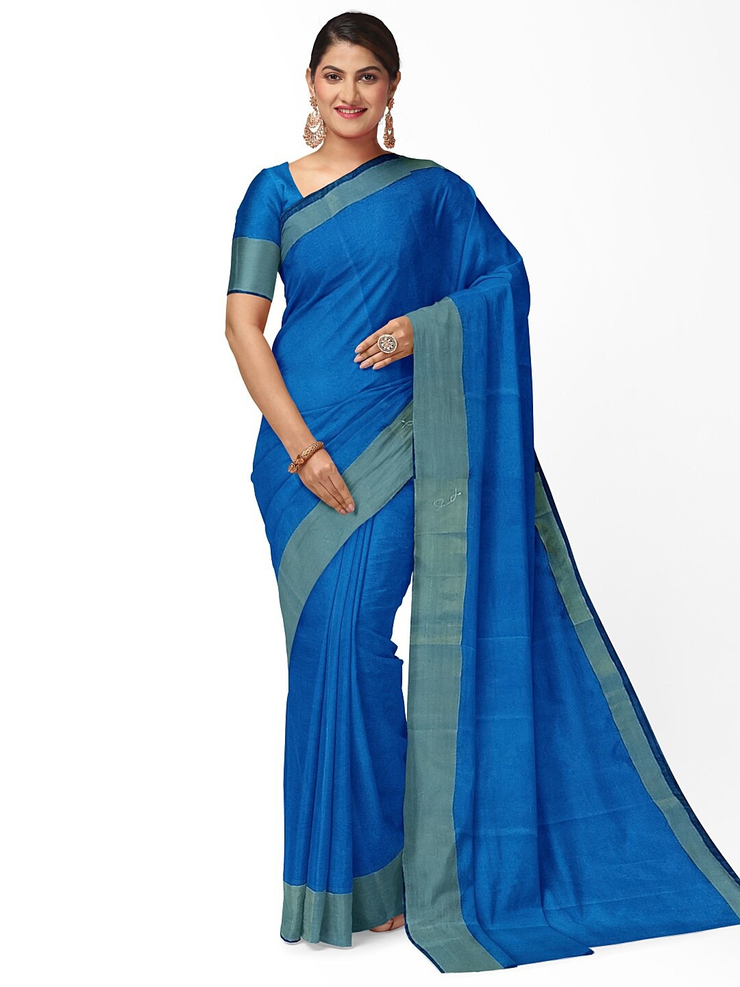 

Silk Bazar Blue & Green Silk Cotton Sungudi Saree
