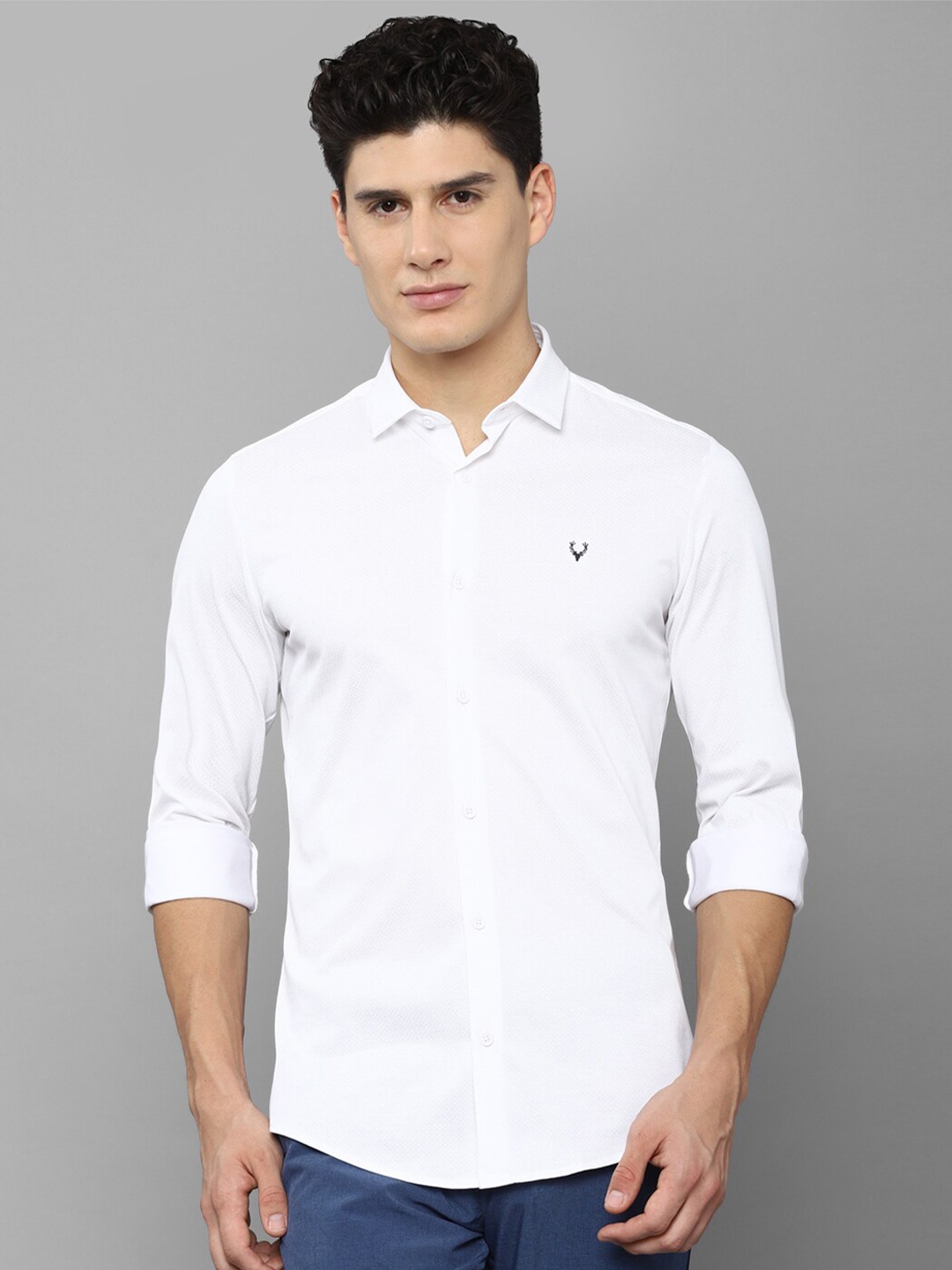 

Allen Solly Men White Slim Fit Casual Pure Cotton Shirt