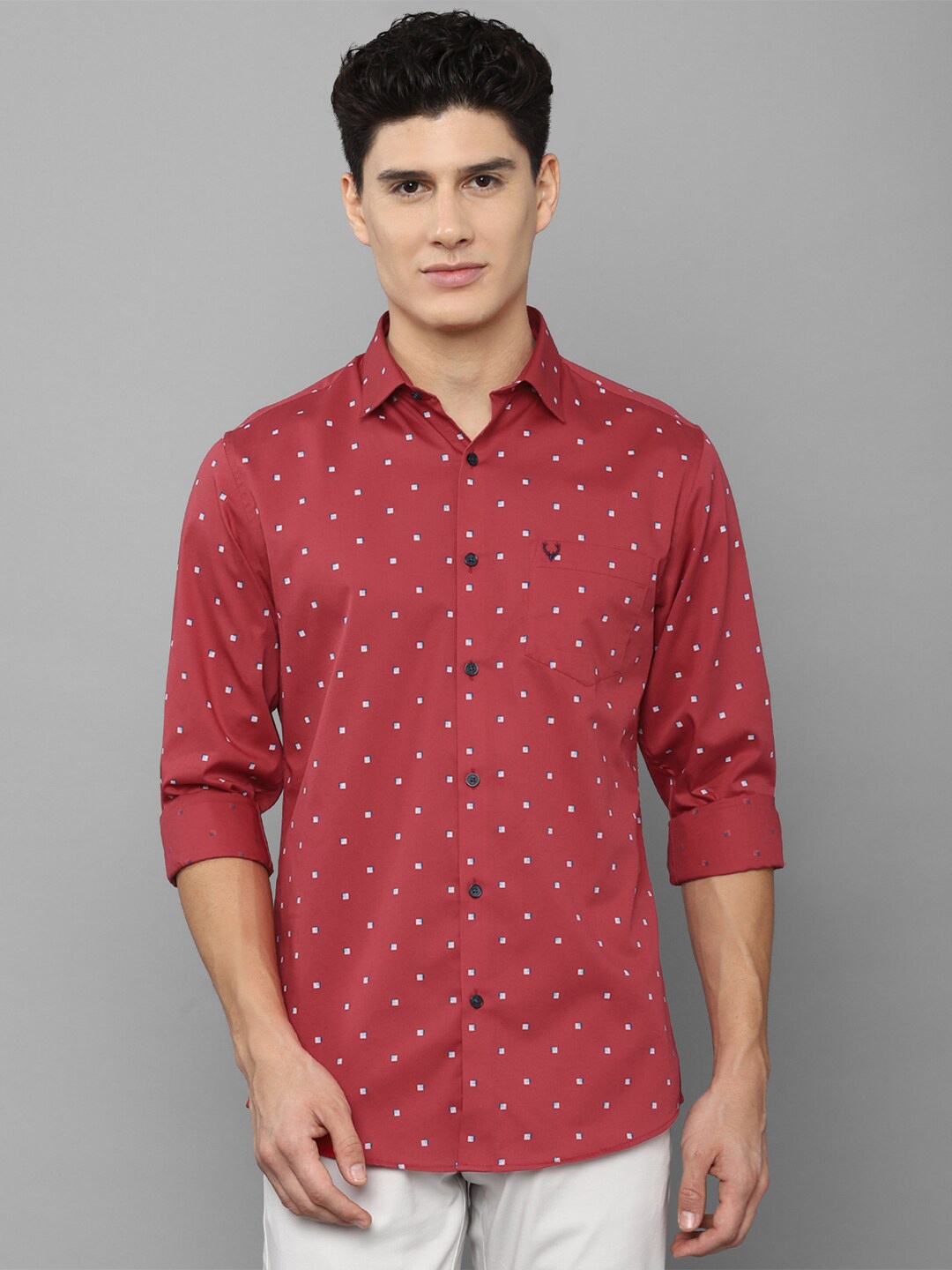 

Allen Solly Men Maroon Slim Fit Printed Cotton Casual Shirt