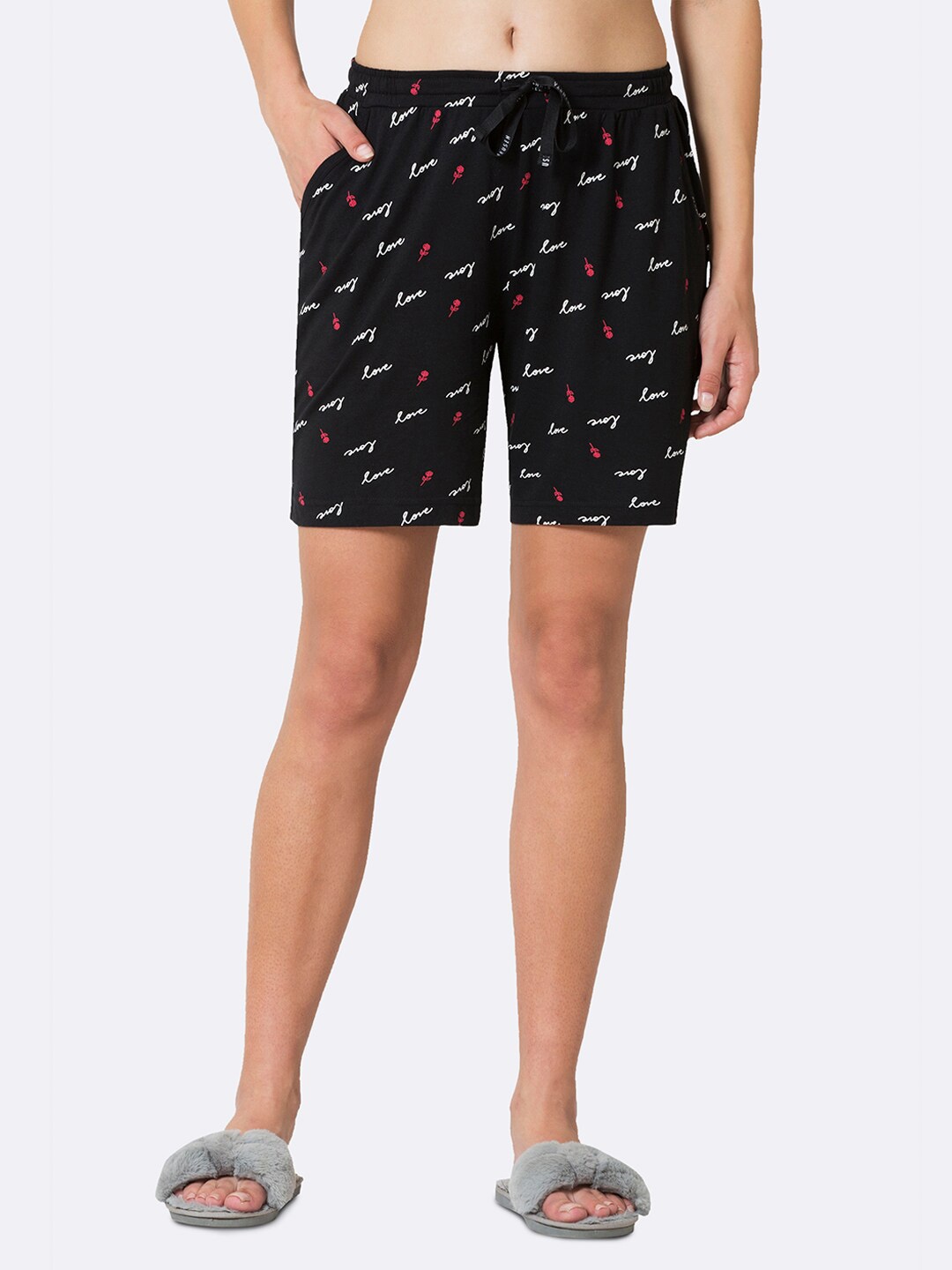 

Van Heusen Women Printed Functional Pocket Lounge Shorts, Black