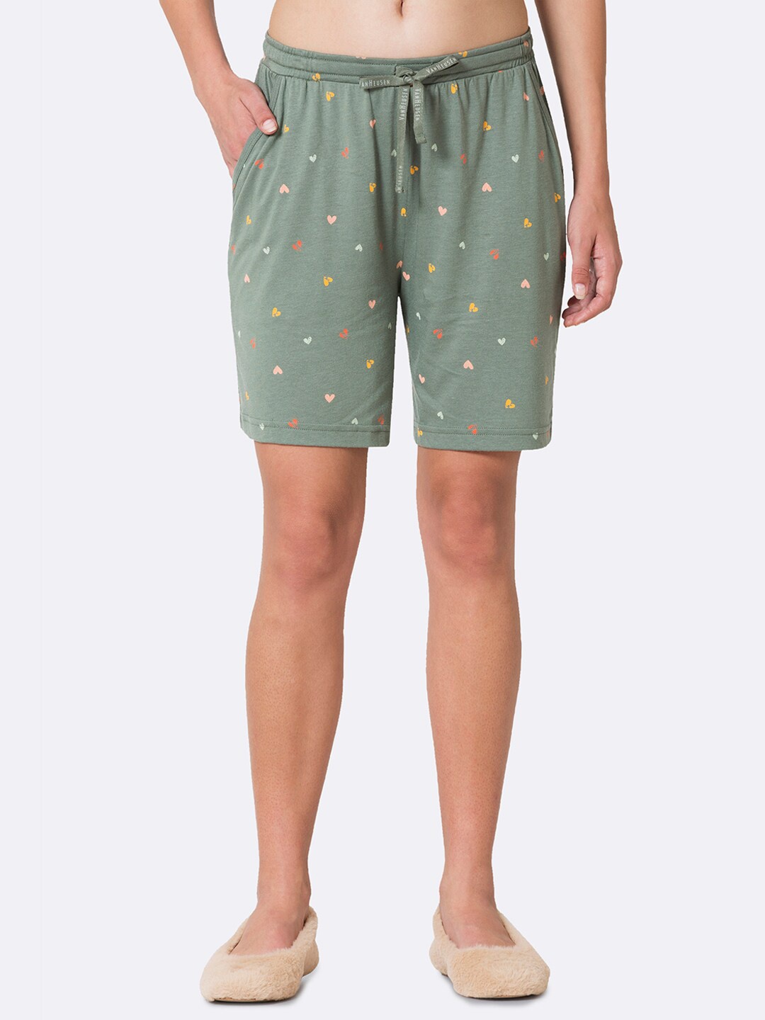 

Van Heusen Women Printed Functional Pocket Lounge Shorts, Green