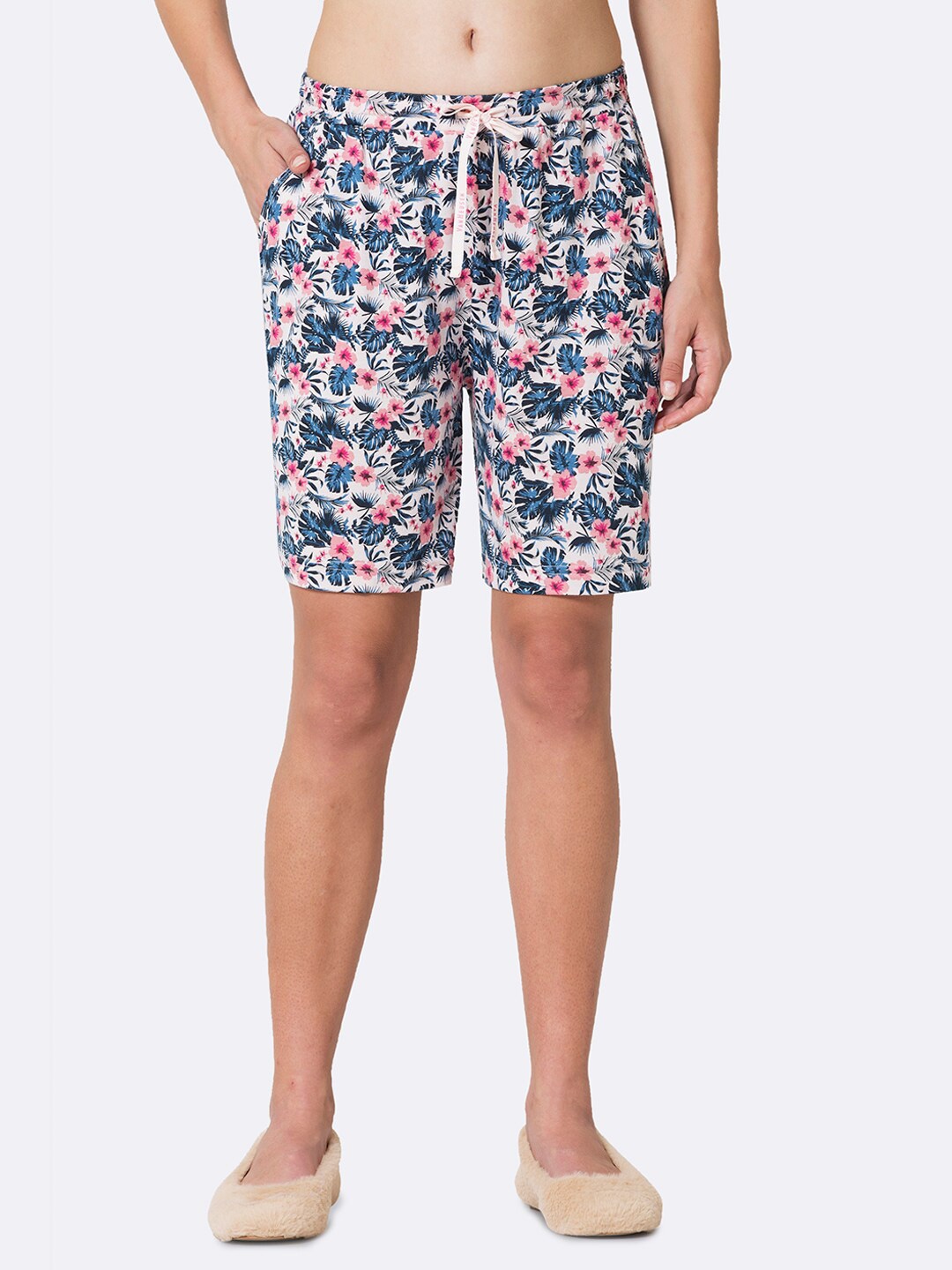 

Van Heusen Women Printed Mid-Rise Lounge Shorts, Off white