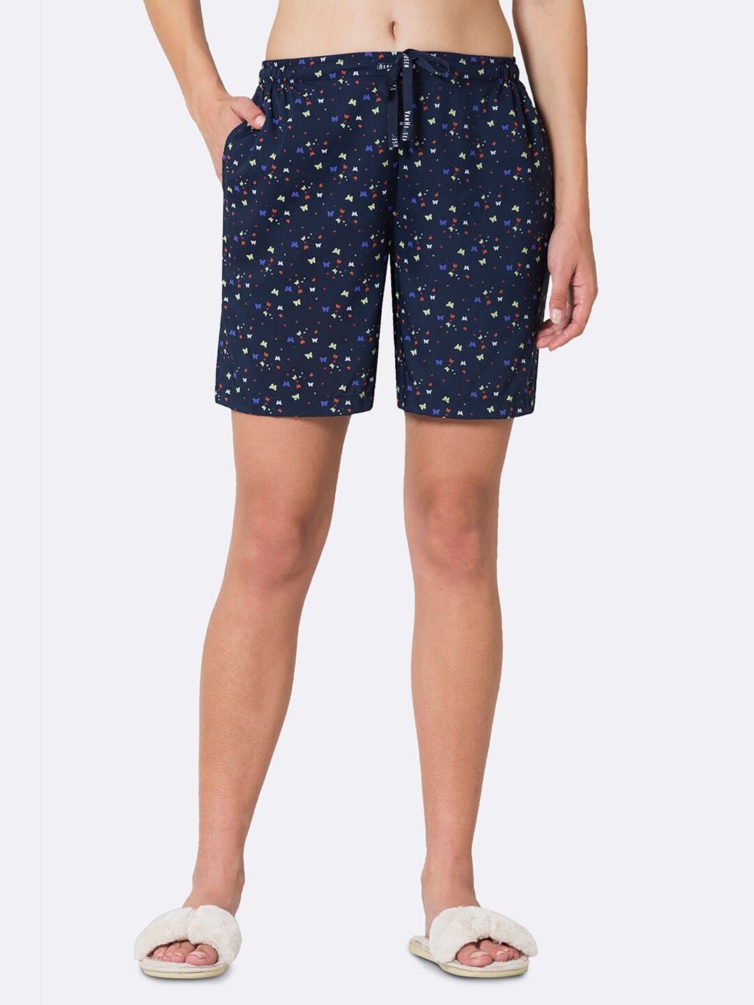 

Van Heusen Women Printed Lounge Shorts, Navy blue