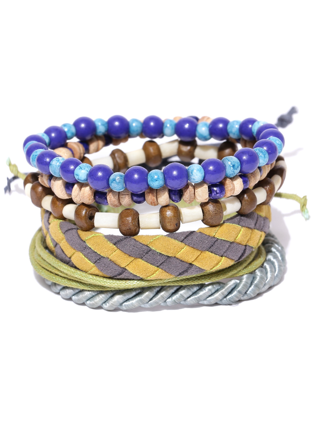 

Blueberry Men Set of 5 Handcrafted Bracelets, Brown