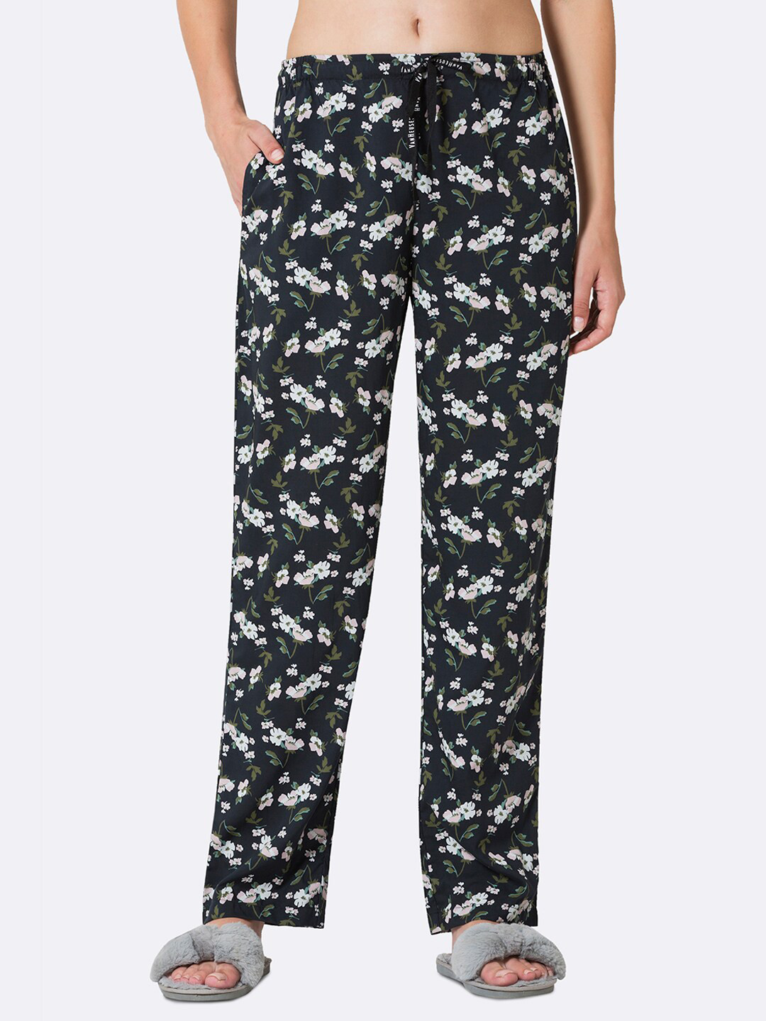 

Van Heusen Women Navy Blue & Green Printed Lounge Pants