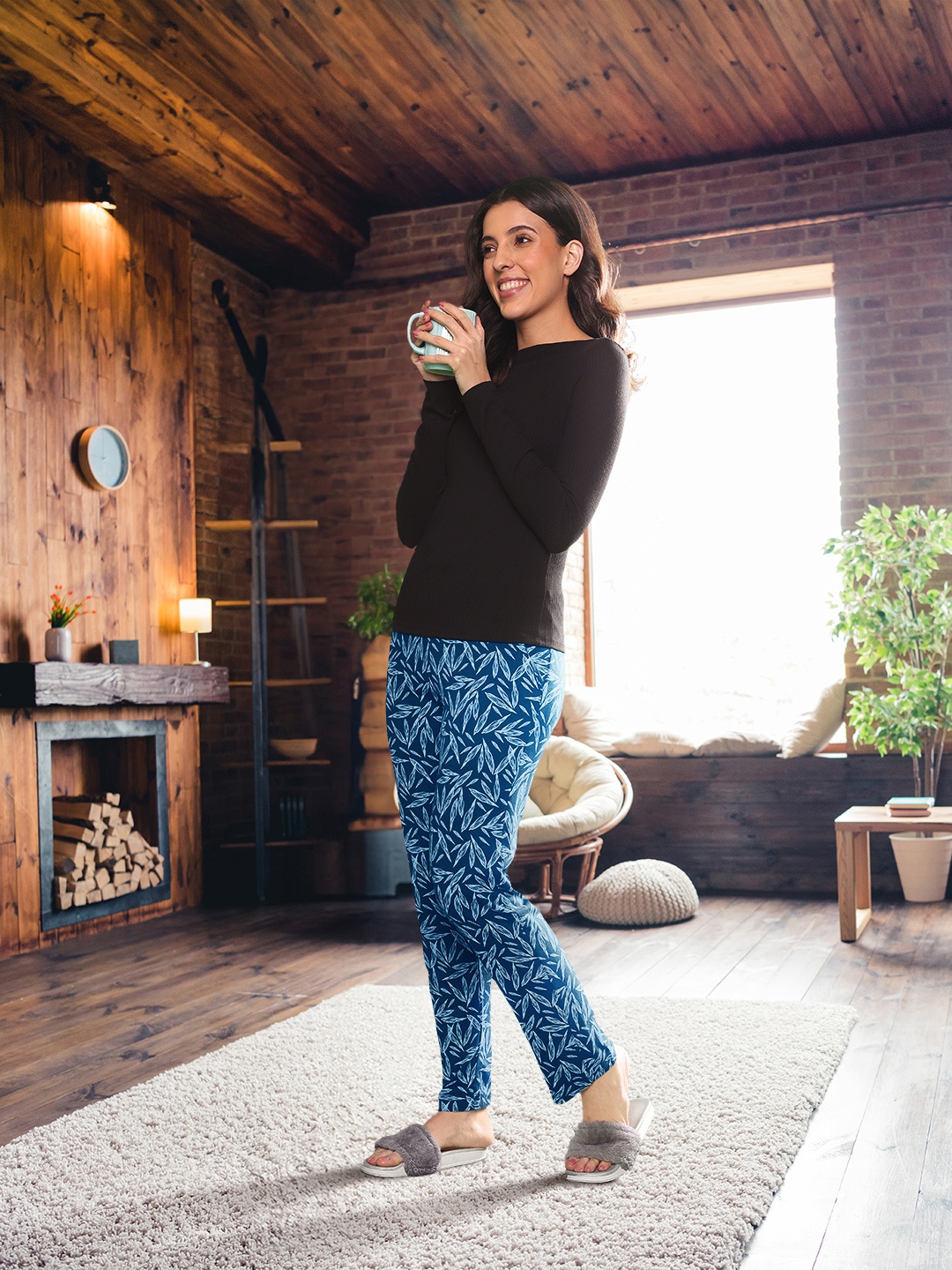 

Van Heusen Women Printed Lounge Pants, Blue