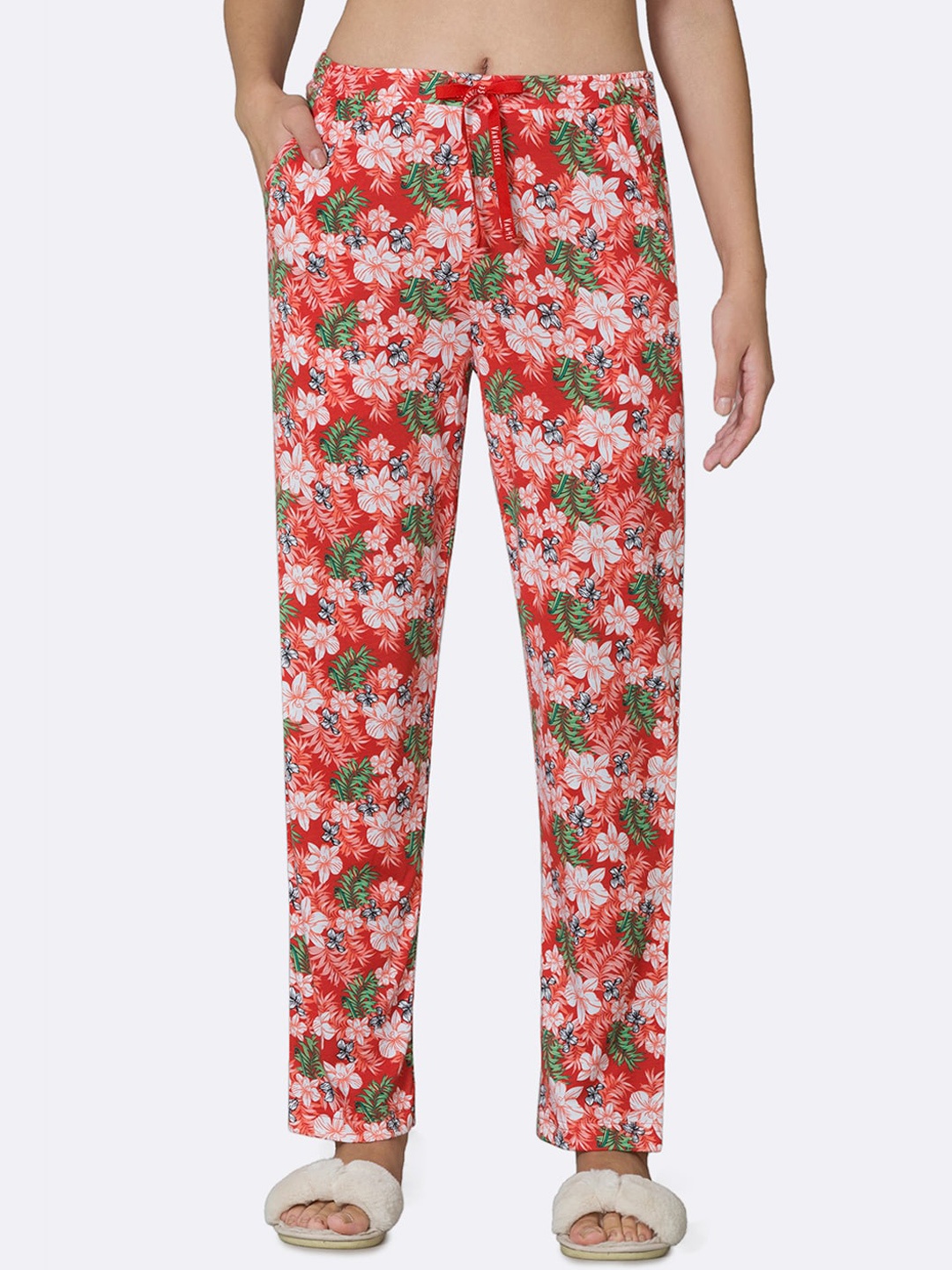

Van Heusen Women Poppy Hawaiian Tropical Print Functional Pocket Ultra Soft Lounge Pants, Orange