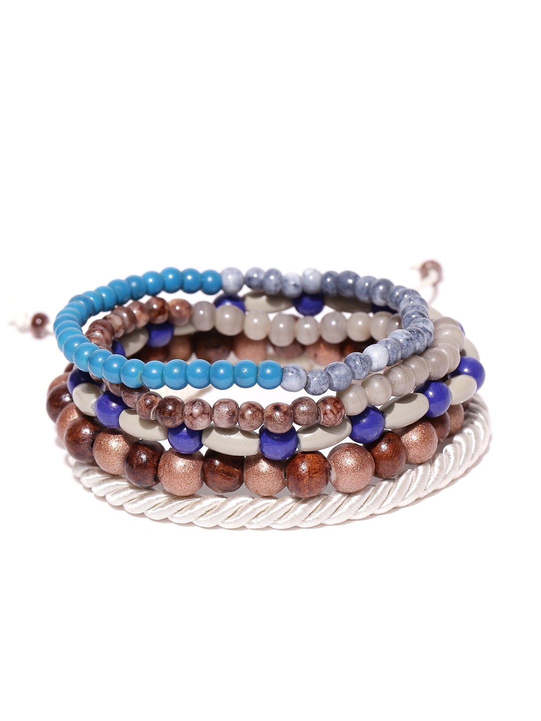 

Blueberry Men Set of 5 Handcrafted Bracelets, Brown