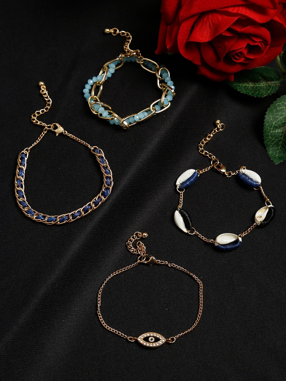 

Madame Women Set of 4 Multistrand Bracelets, Gold