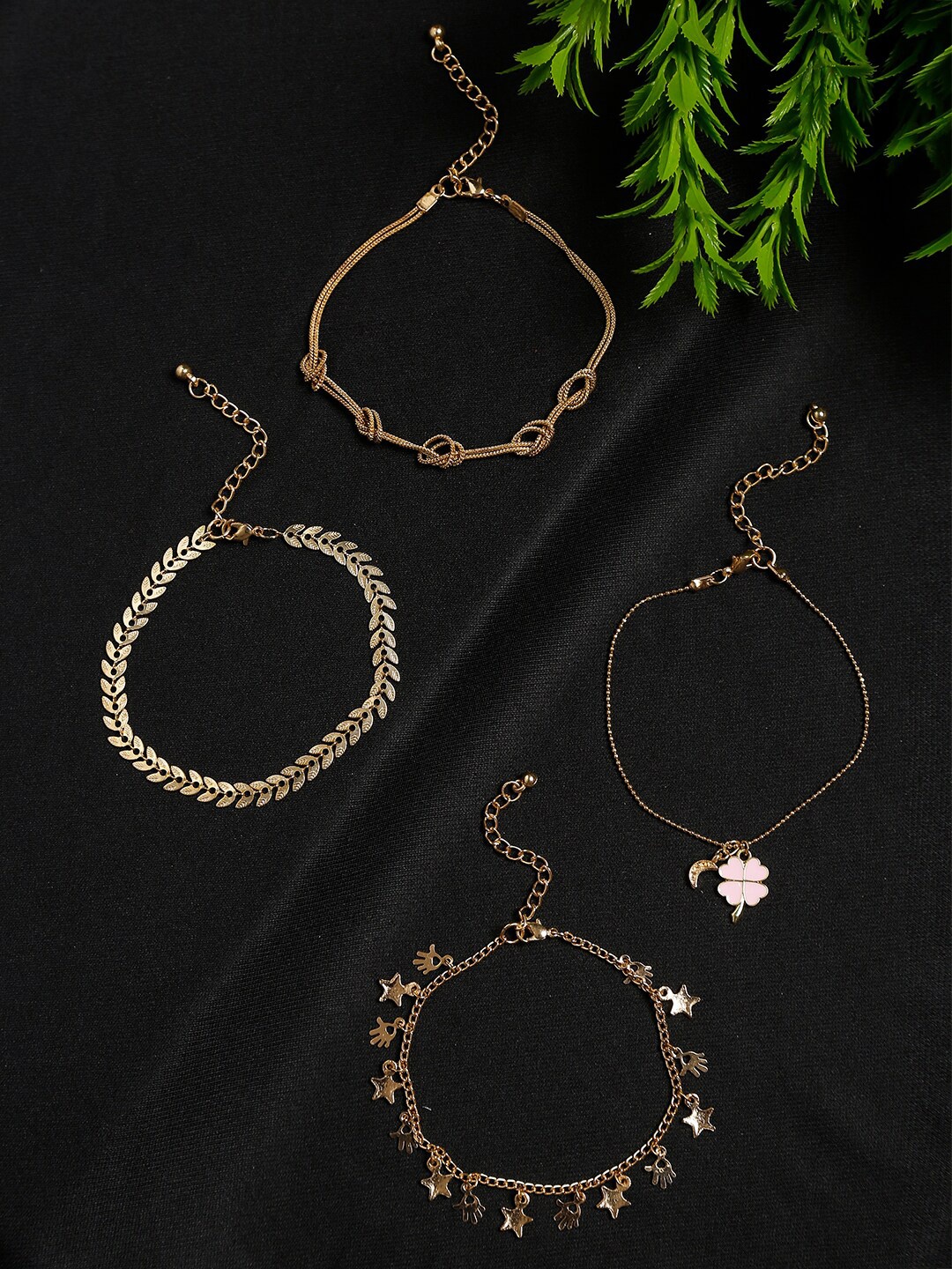 

Madame Women Set of 4 Rose Gold Plated Multistrand Bracelet