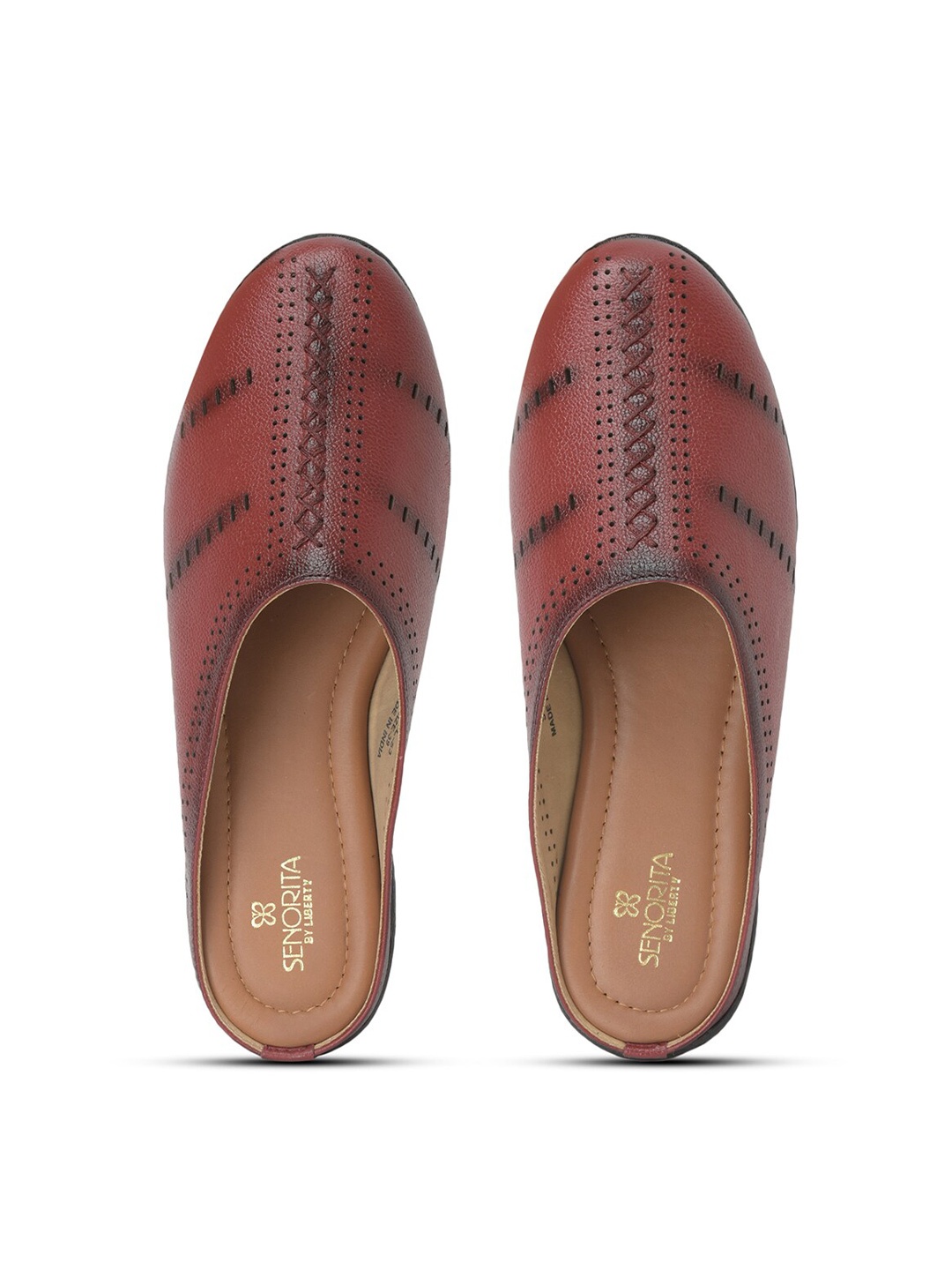 

Liberty Women Brown & Black Synthetic Slip-On Flip Flops