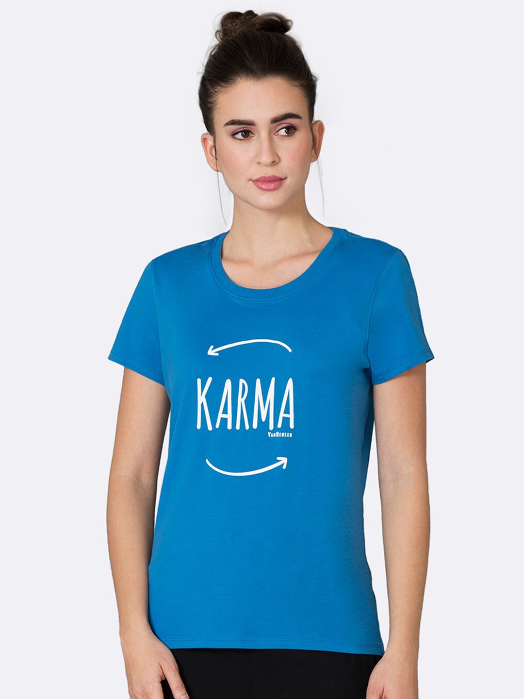 

Van Heusen Karma Printed Round Neck Short Sleeves Lounge T-Shirt, Blue
