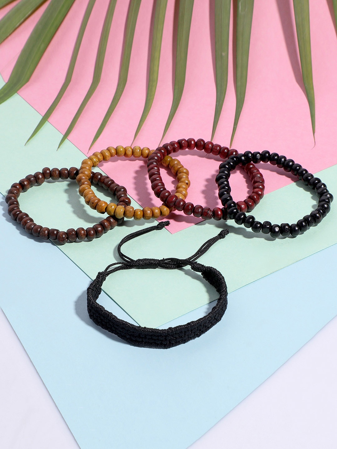 

Blueberry Men Set of 5 Handcrafted Beaded Bracelets, Brown