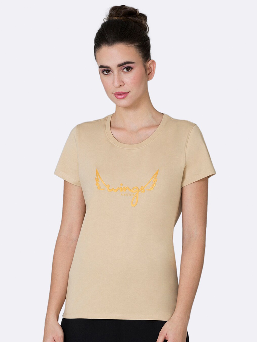 

Van Heusen Wings Printed Round Neck Short Sleeves Lounge T-Shirt, Beige