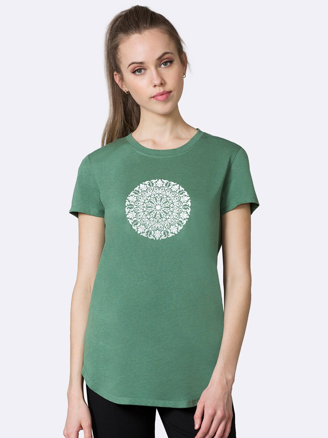 

Van Heusen Women Damask Love Front Print Round Neck Short Sleeve Lounge T-Shirt, Green