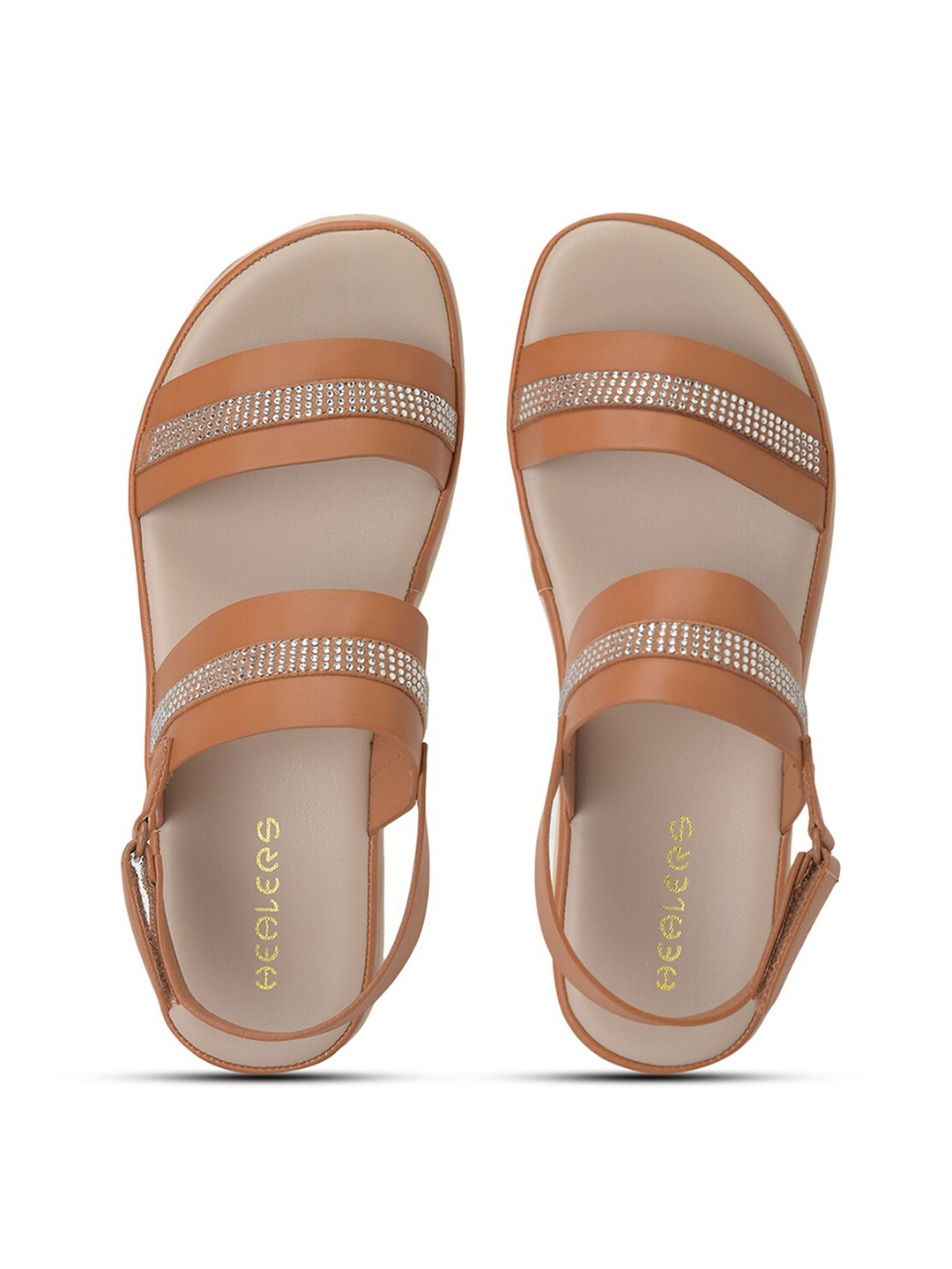 

Liberty Women Tan Embellished Open Toe Flats