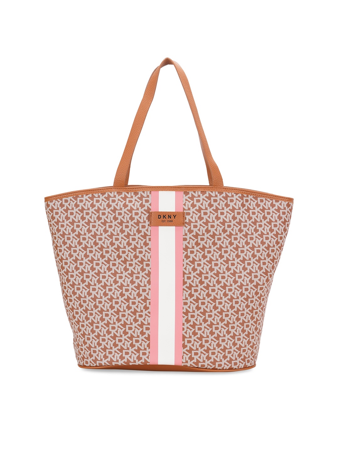 

DKNY SIGNATURE STRIPE PVC Material Soft Medium Size Tote, White