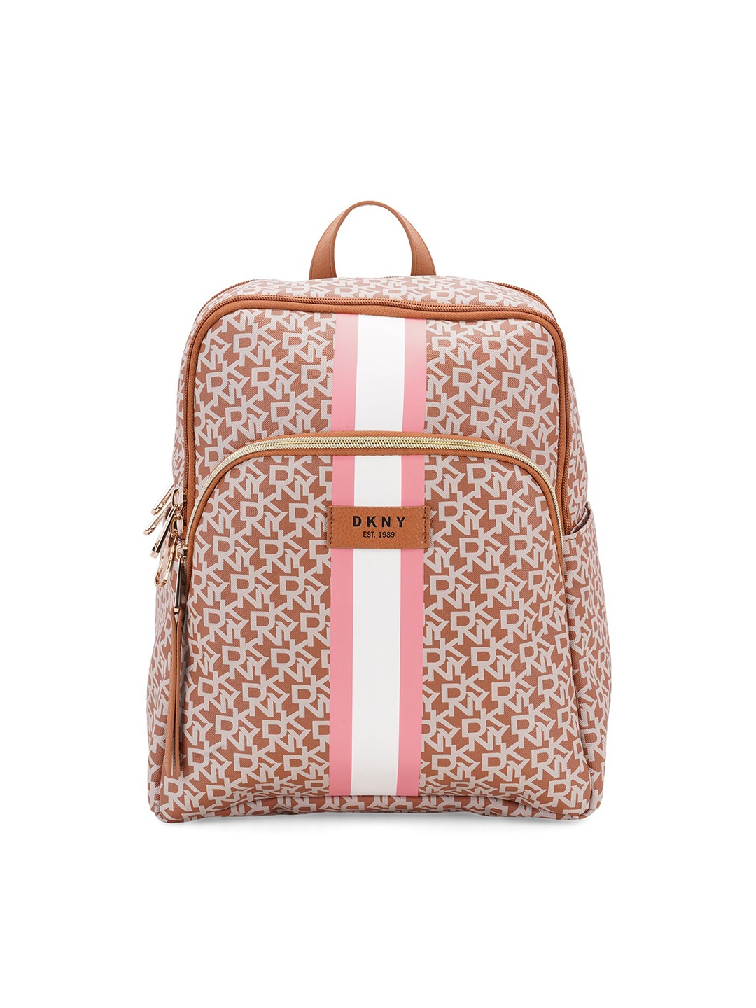 

DKNY Unisex Tan & White Typography Backpack