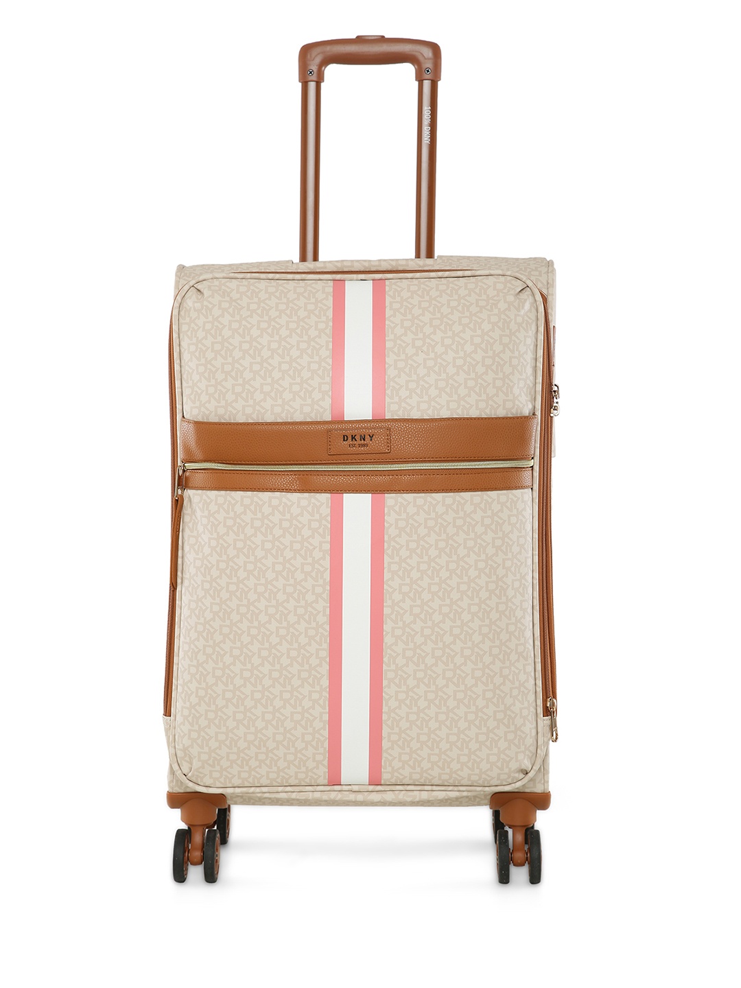 

DKNY SIGNATURE STRIPE Polyester Material Soft 25" Medium Size Trolley, Grey