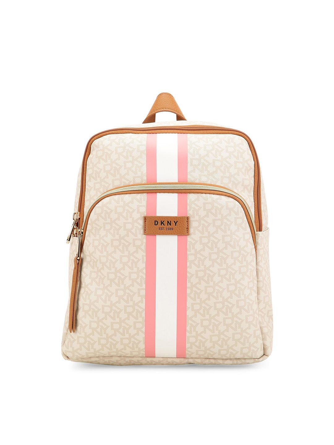 

DKNY Unisex Cream-Coloured & Tan Alphanumeric Backpack
