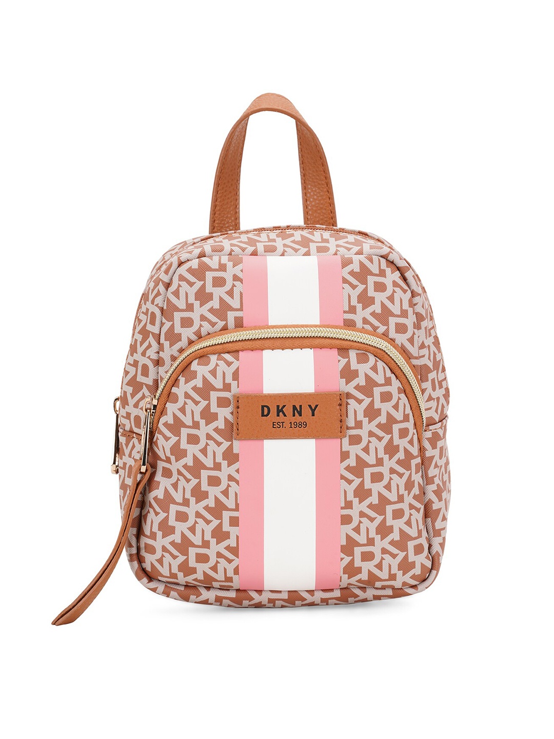 

DKNY Unisex Tan & White Typography Backpack