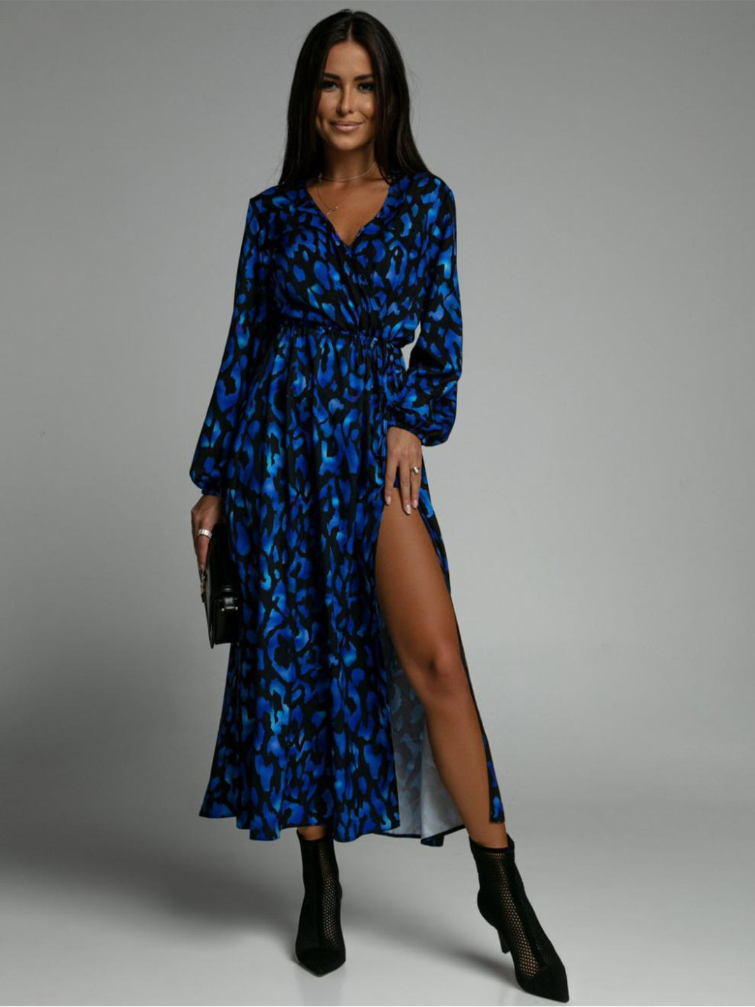 

StyleCast Blue Printed Wrap Maxi Dress