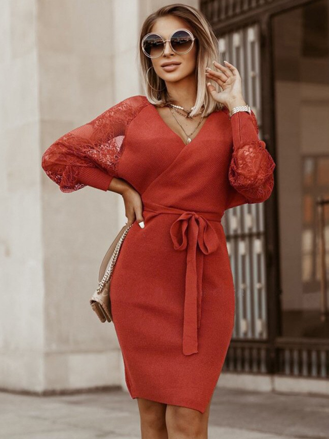 

BoStreet Women Red Wrap Dress
