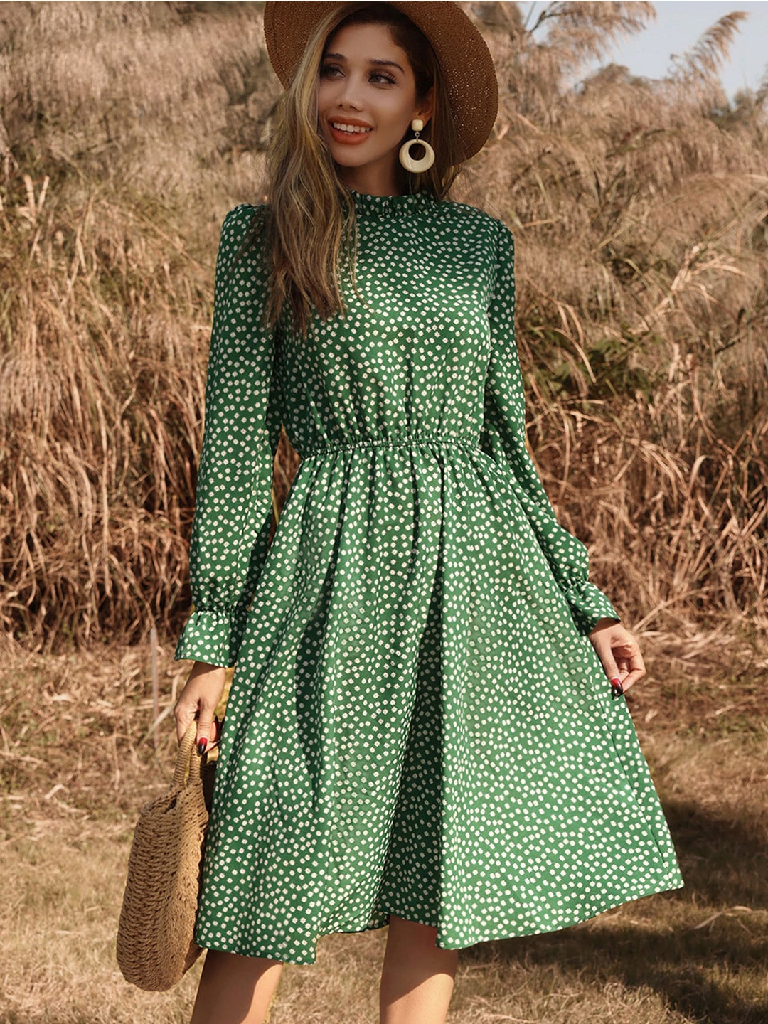 

StyleCast Green & White Floral Printed Dress
