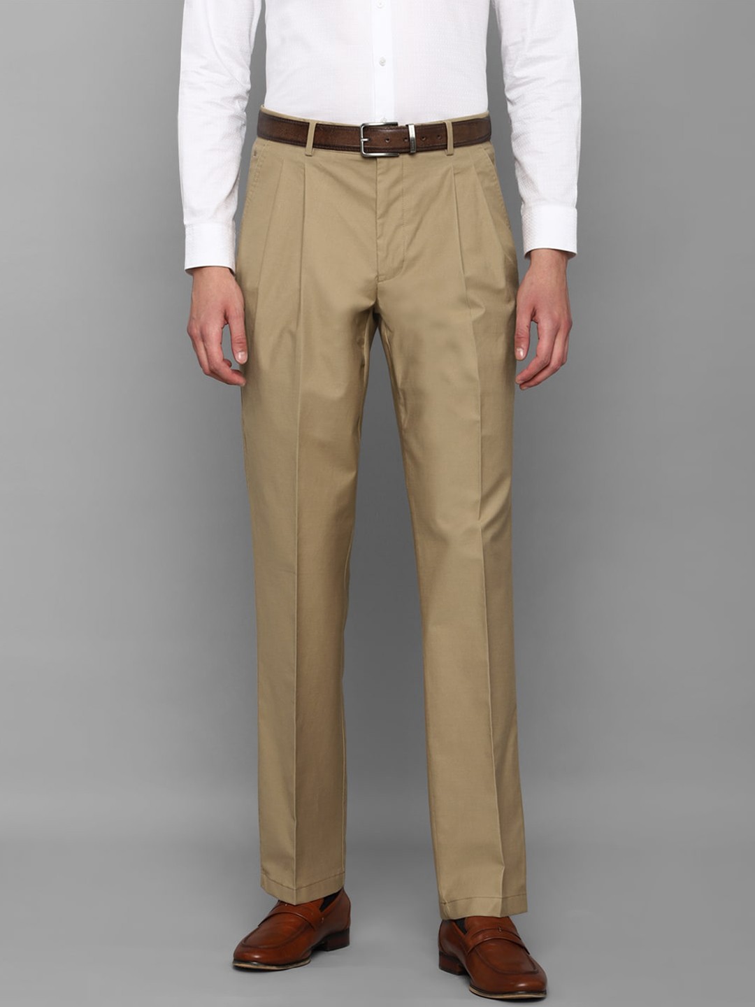 

Louis Philippe Men Khaki Slim Fit Pleated Formal Trouser