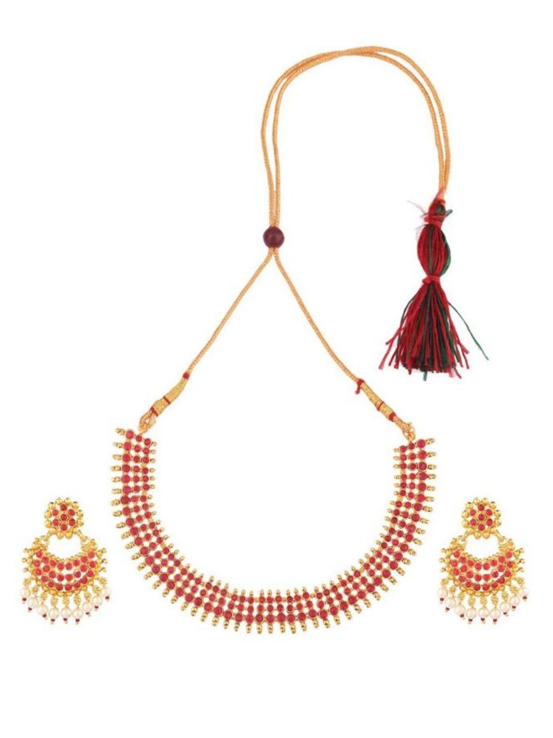 

Efulgenz Pink Gold-Plated Traditional Jewellery Set