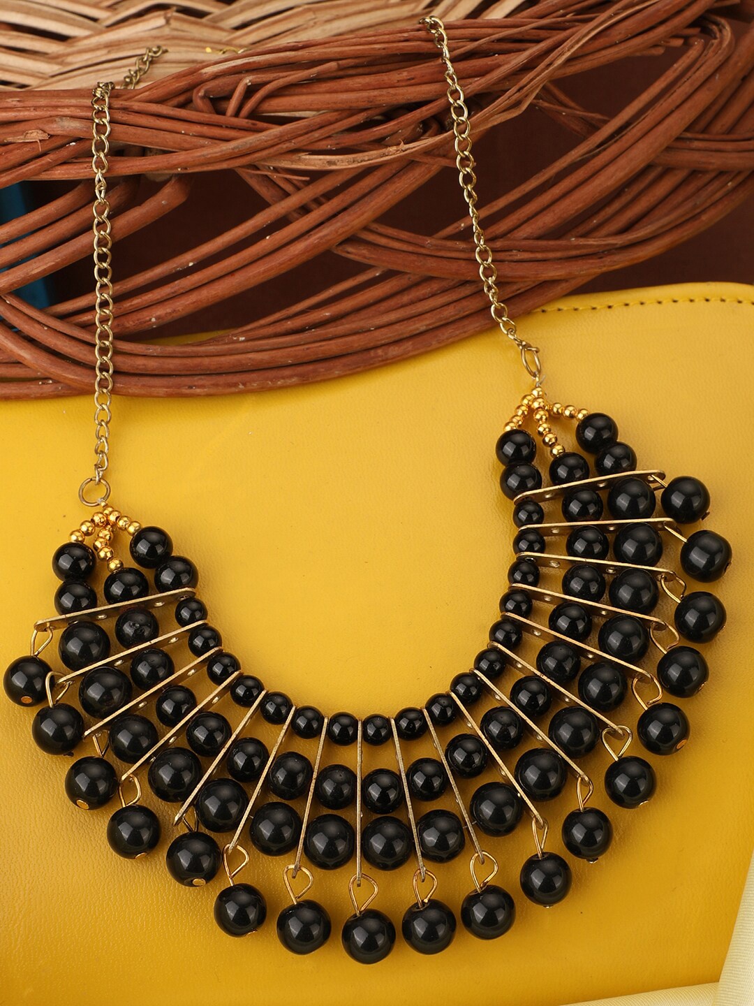 

Bhana Fashion Gold-Toned & Black Gold-Plated Handcrafted Necklace