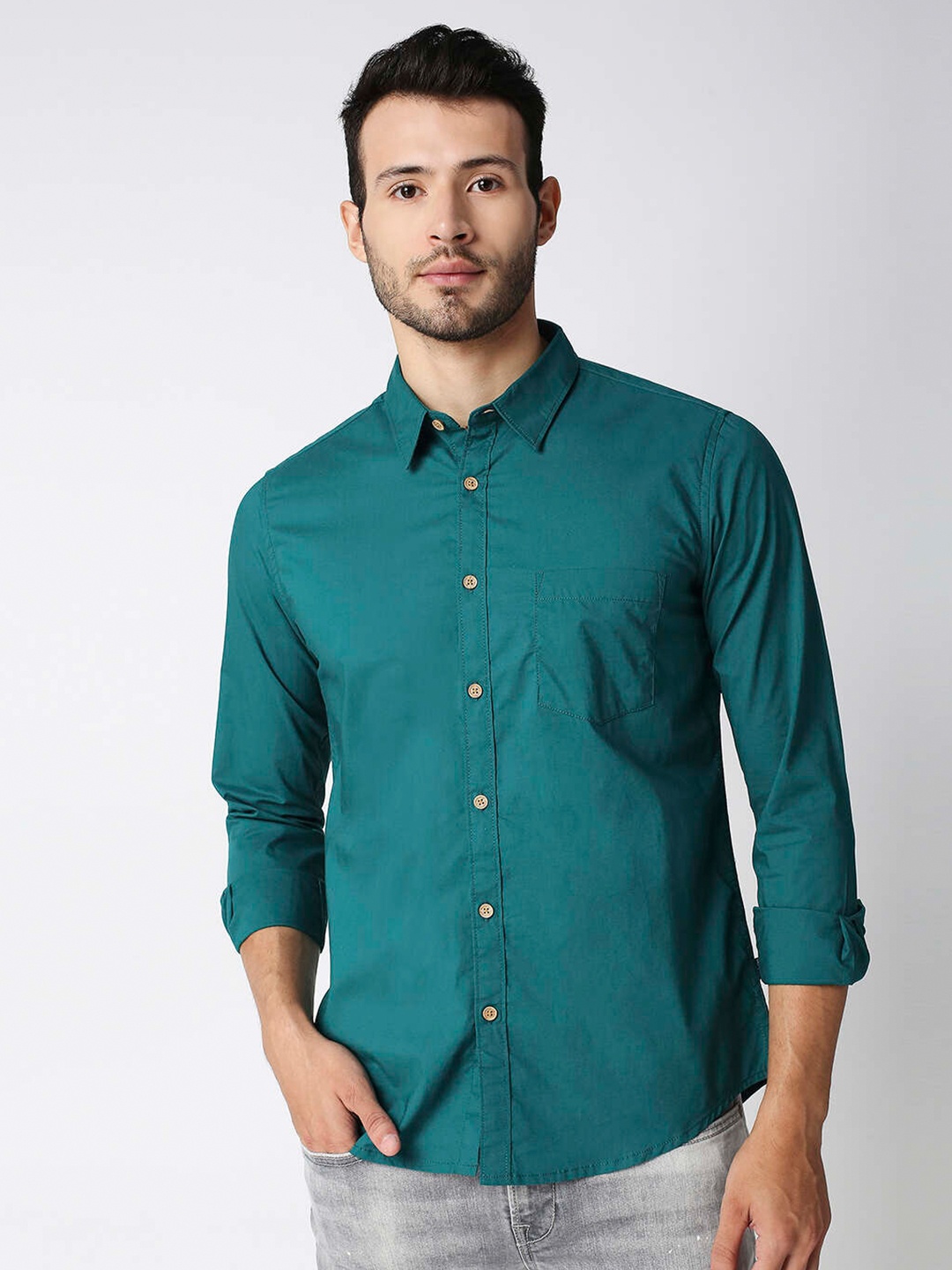 

Pepe Jeans Men Green Cotton Casual Shirt
