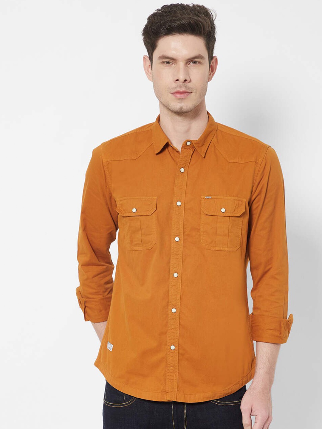 

Pepe Jeans Men Orange Casual Cotton Shirt