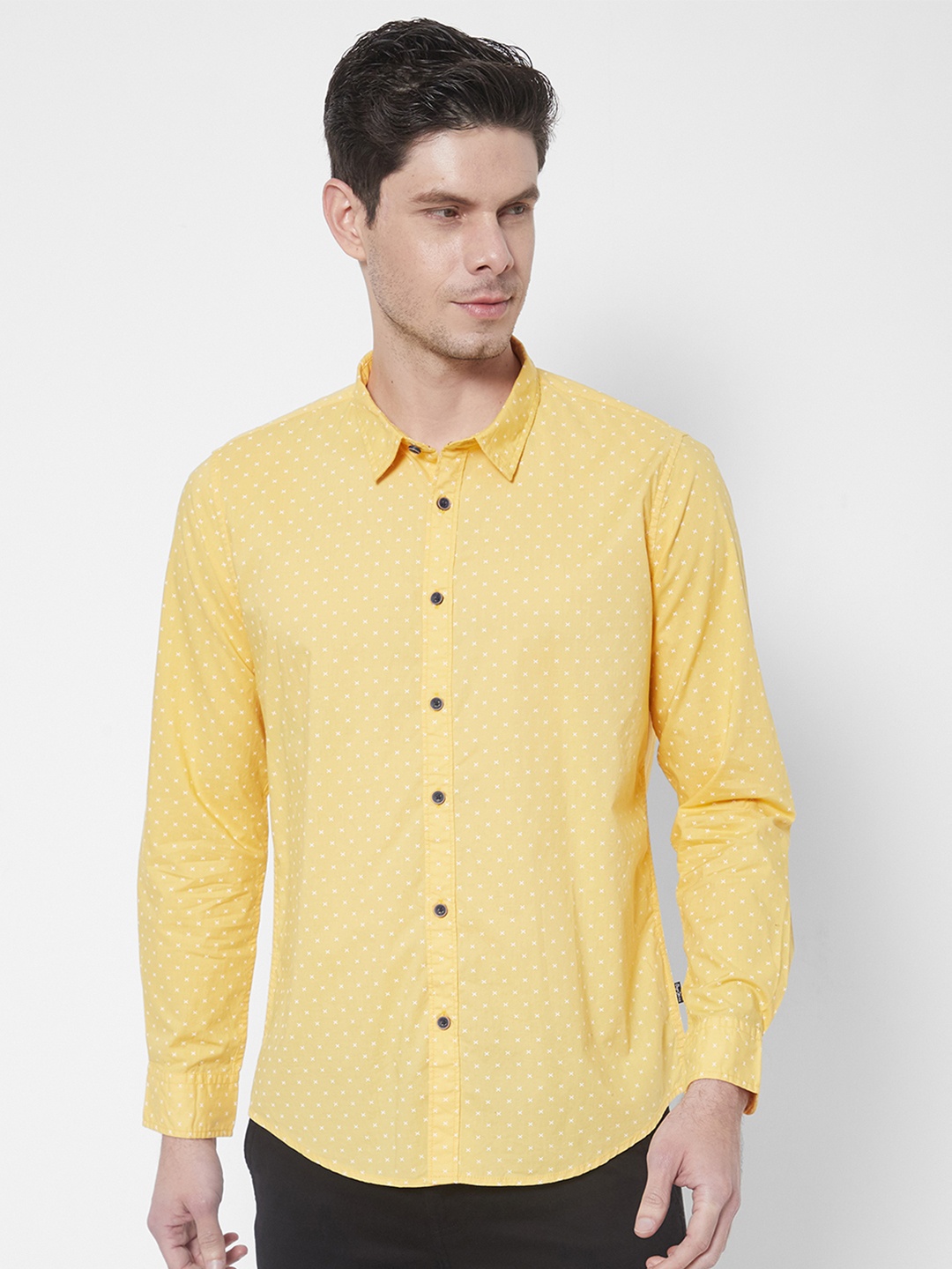 

Pepe Jeans Men Yellow Printed Casual Shirt