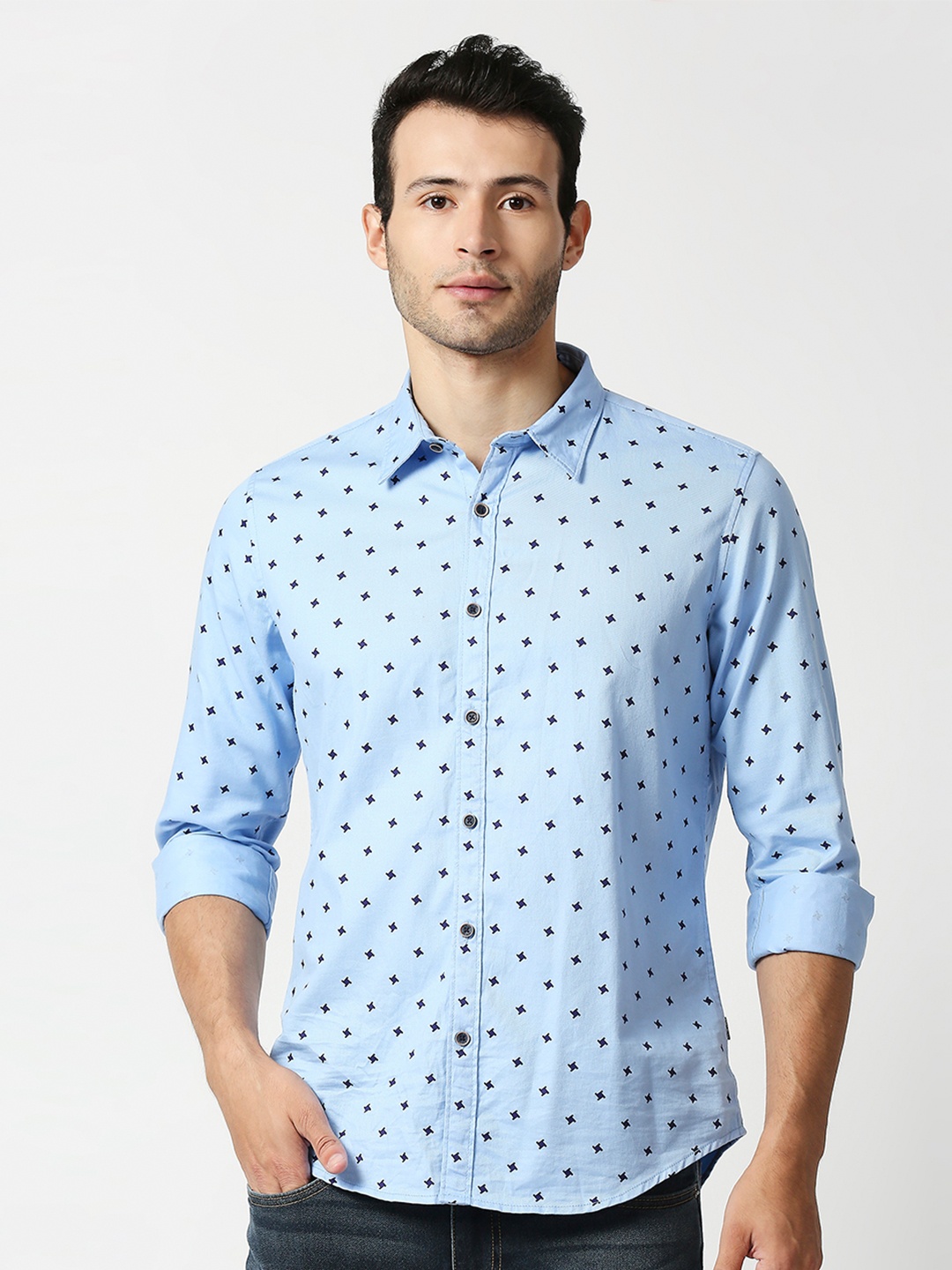 

Pepe Jeans Men Blue Printed Cotton Casual Shirt