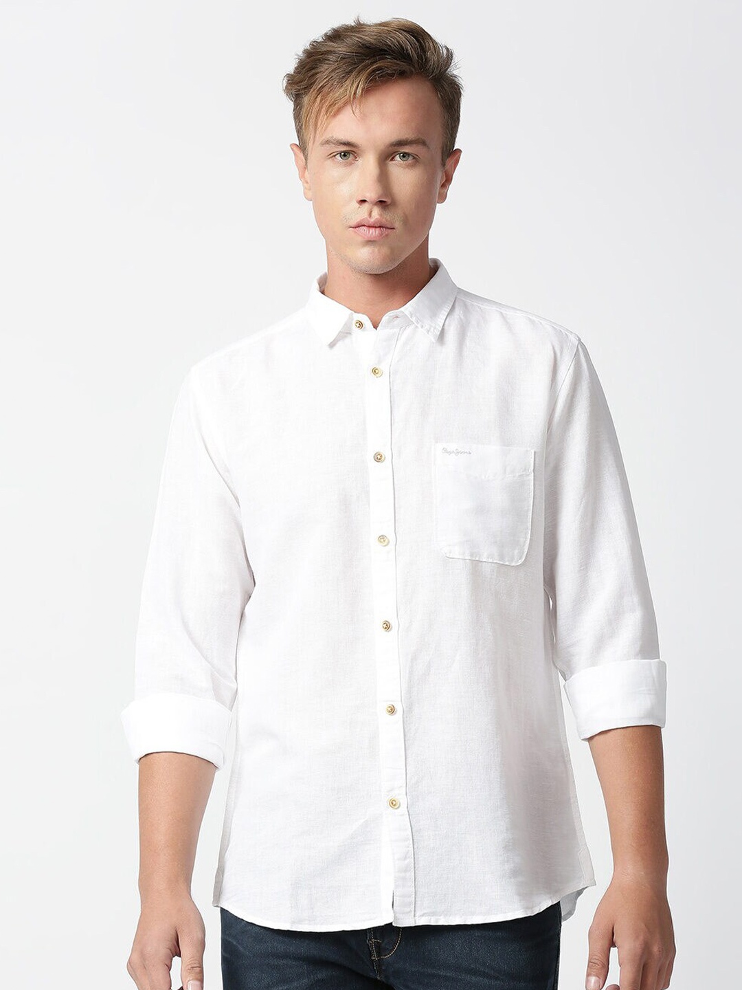 

Pepe Jeans Men White Regular Fit Casual Cotton Shirt