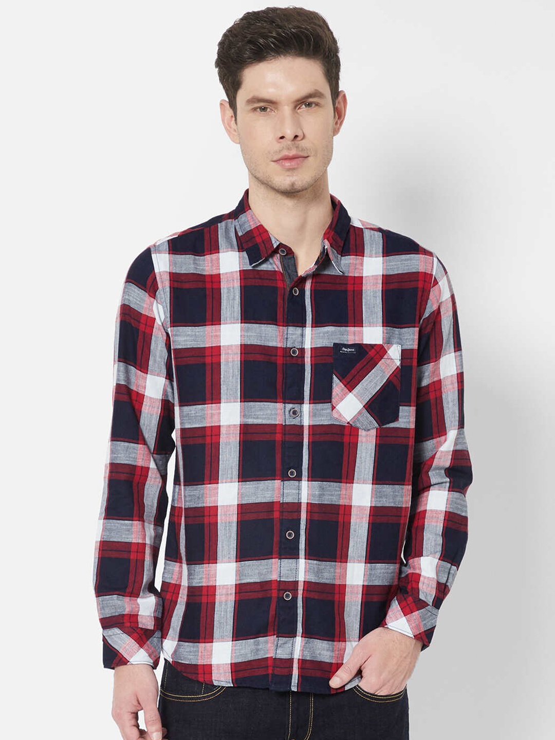 

Pepe Jeans Men Red Tartan Checked Casual Shirt, Multi